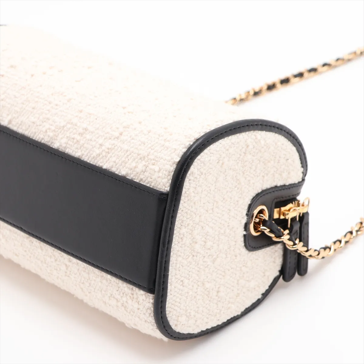 [Individually packaged] Chanel Coco Beach Tweed x Leather Chain Handbag, Beige x Black, Gold Hardware, N82NLLUA, Random Serial Number — view 3