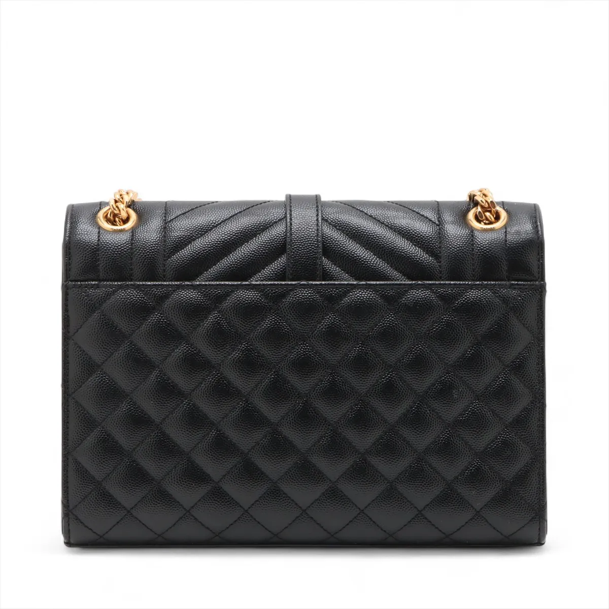 Envelope Leather Chain Shoulder Bag, Black, 487206 — view 2