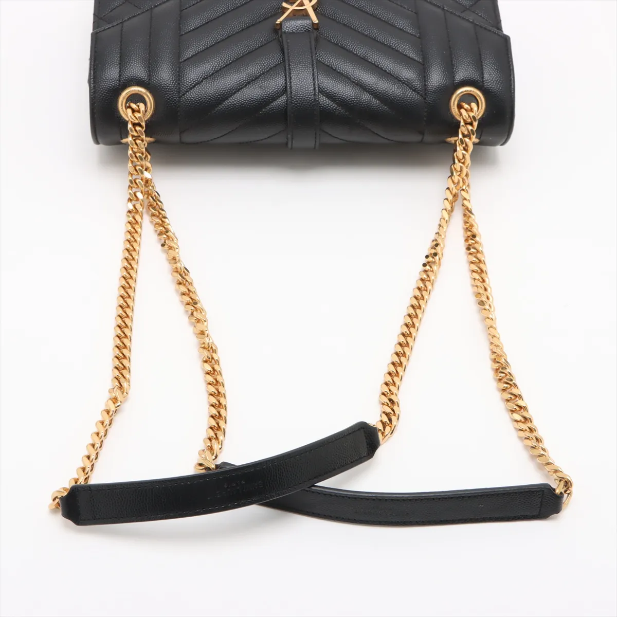 Envelope Leather Chain Shoulder Bag, Black, 487206 — view 5