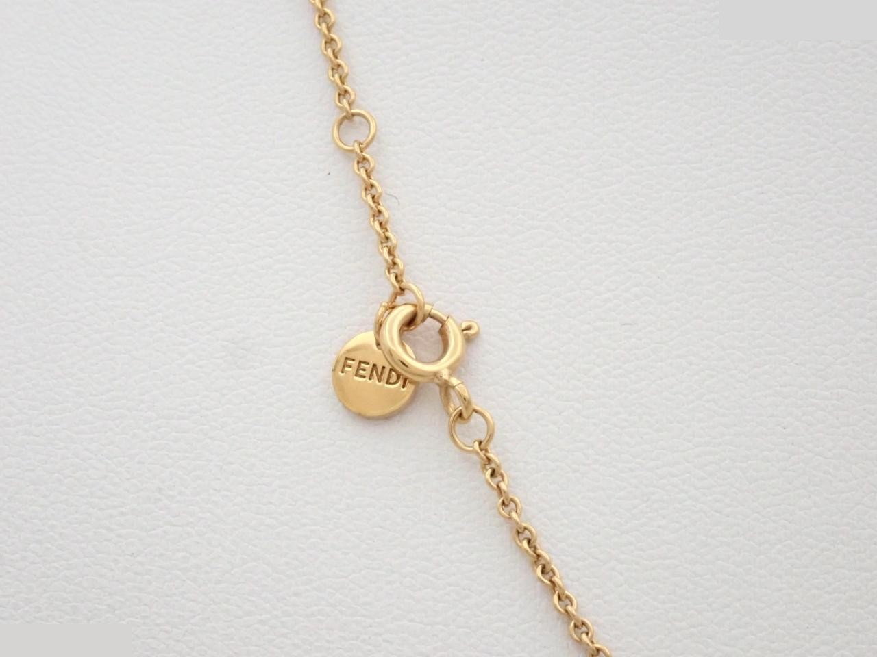 F is Fendi Rhinestone Necklace, Gold — view 2