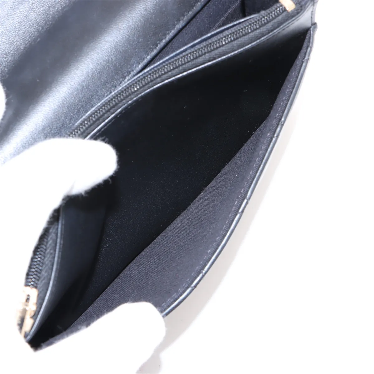 Matelassé Lambskin Chain Wallet, Top Handle, Black, Gold Hardware, J88AHP82, Random Plate — view 11
