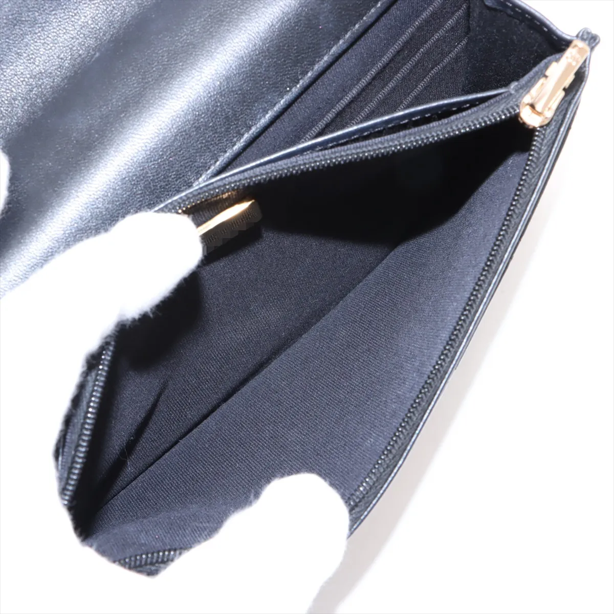 Matelassé Lambskin Chain Wallet, Top Handle, Black, Gold Hardware, J88AHP82, Random Plate — view 10