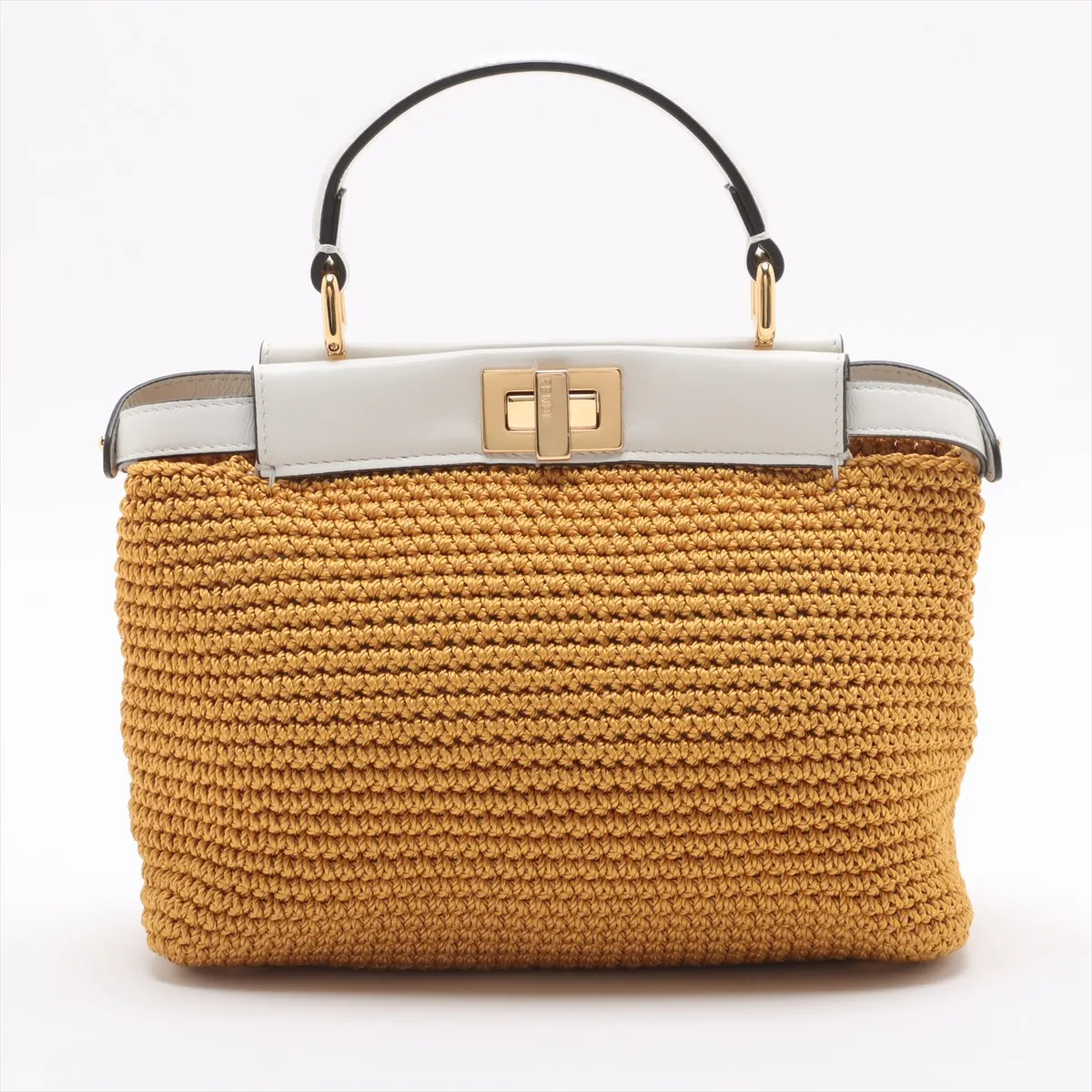 Mini Peekaboo Raffia x Leather 2WAY Handbag Beige 8BN244 — view 2