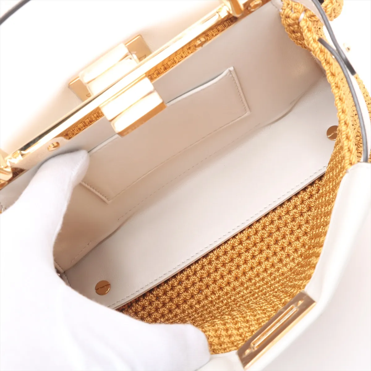 Mini Peekaboo Raffia x Leather 2WAY Handbag Beige 8BN244 — view 10