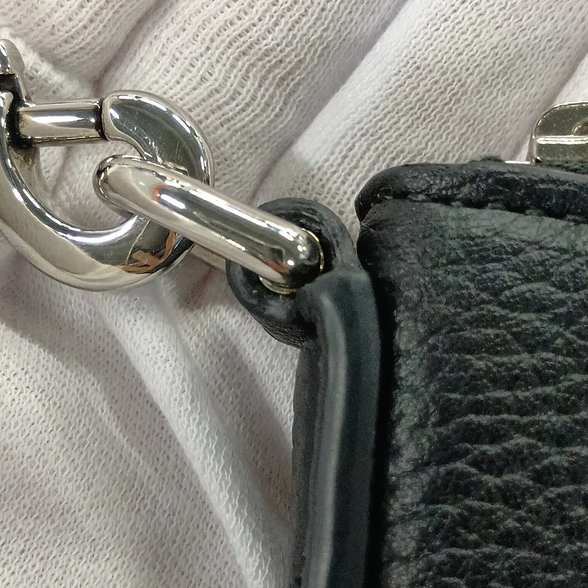 Leather Shoulder Bag, Black, 824529 — view 11