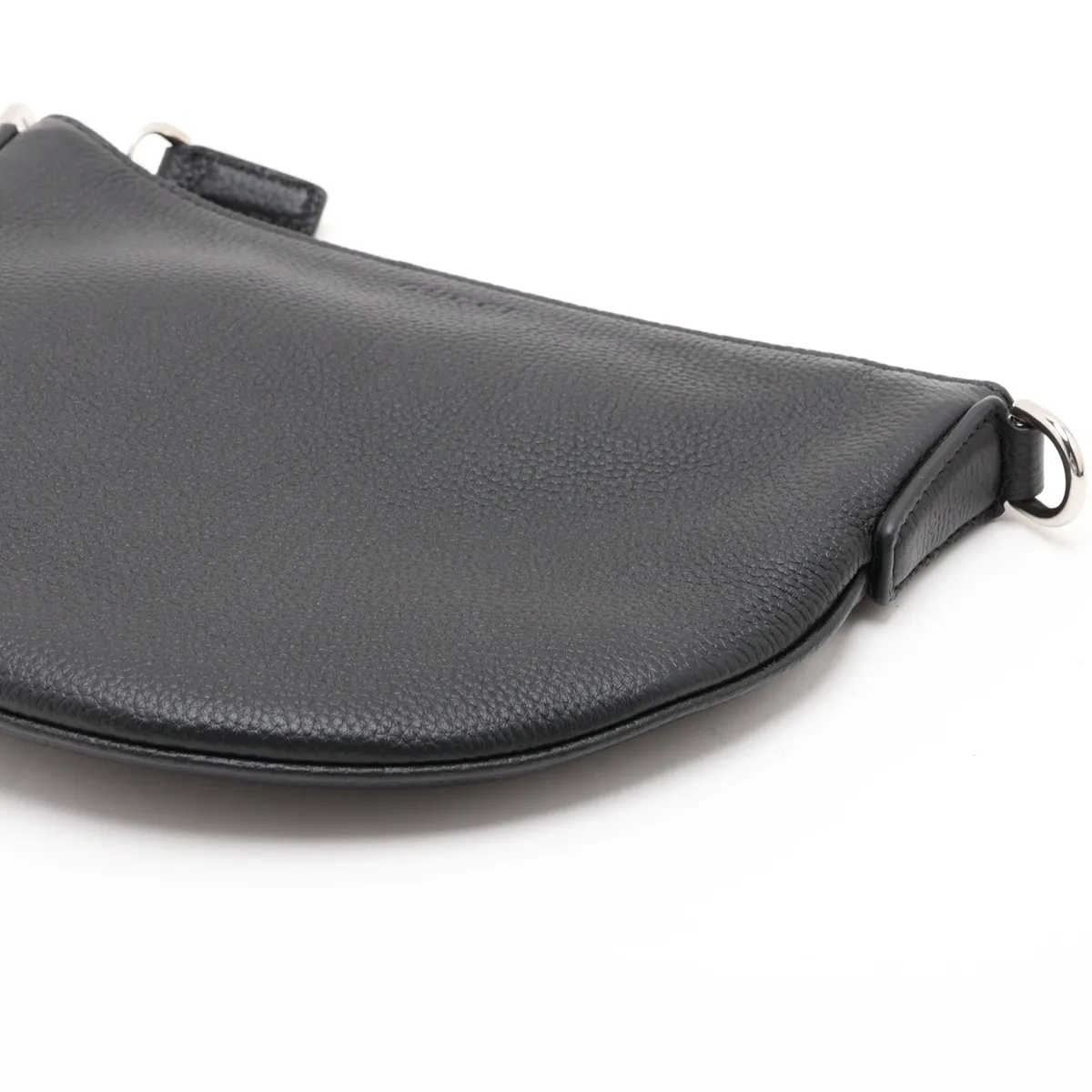 Leather Shoulder Bag, Black, 824529 — view 3