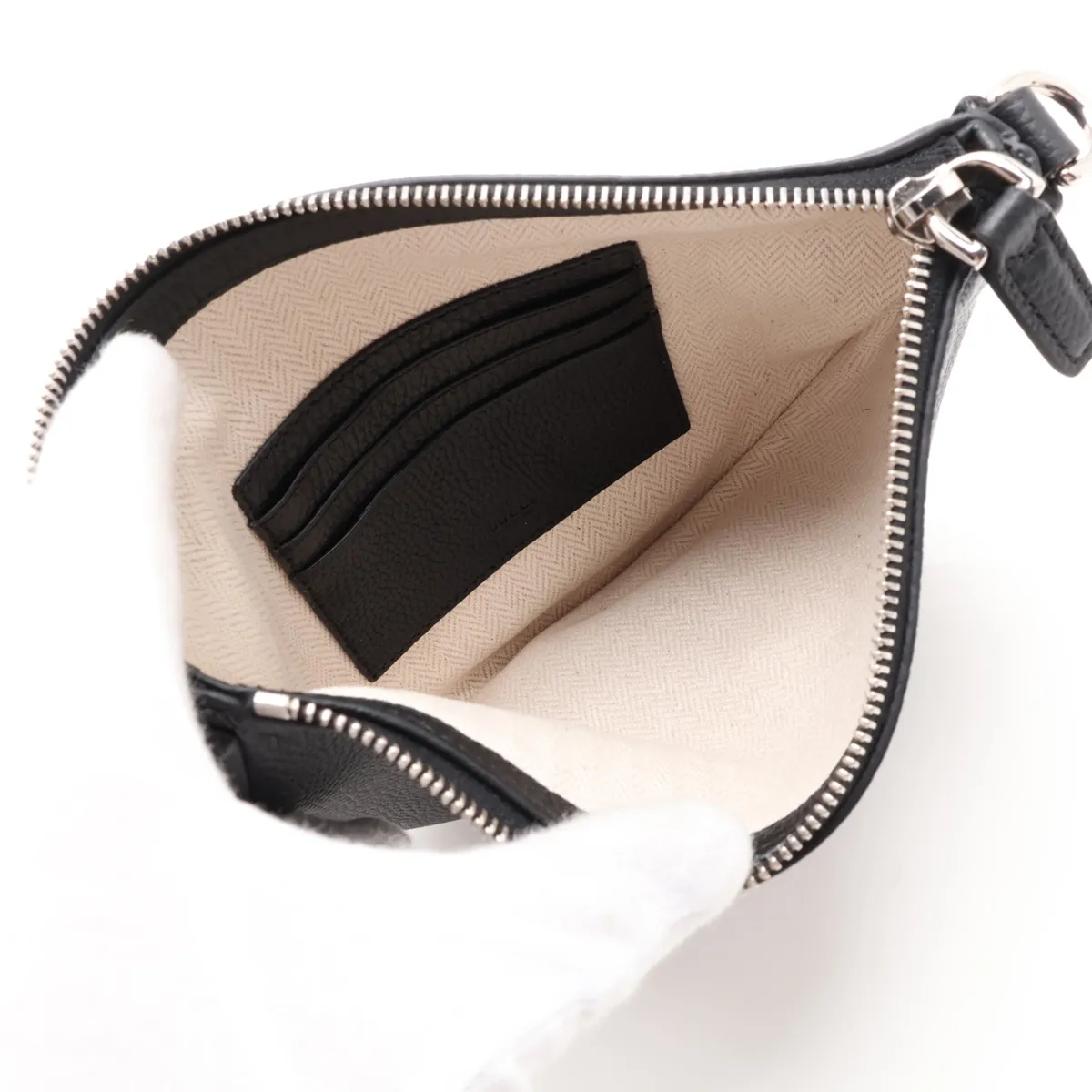 Leather Shoulder Bag, Black, 824529 — view 6