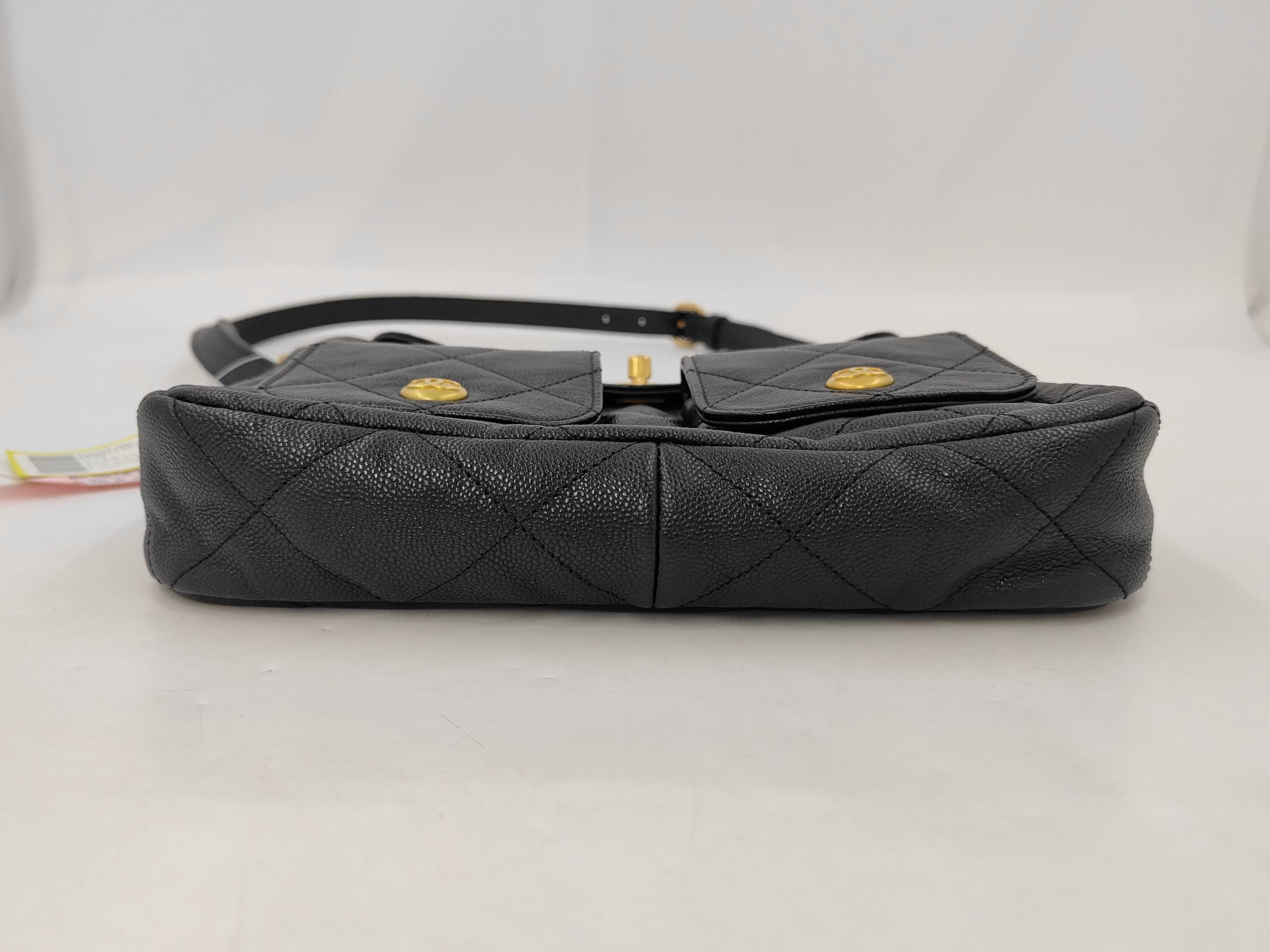 Caviar Skin Hobo Bag, 2-Way, Turn-Lock, Coco Button Shoulder Bag — view 7
