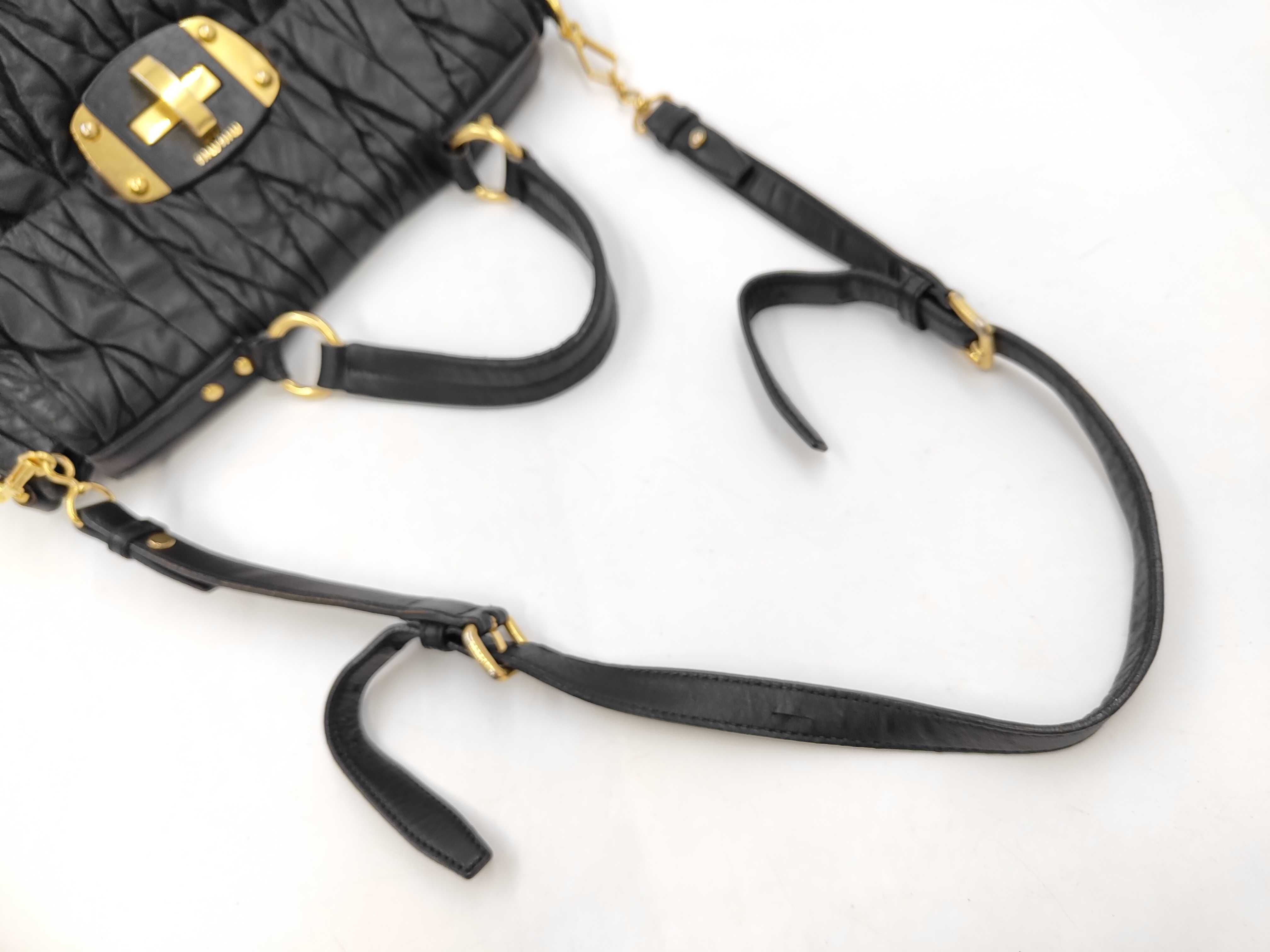 Matelassé 2-Way Bag with Long Strap, Black Handbag — view 4