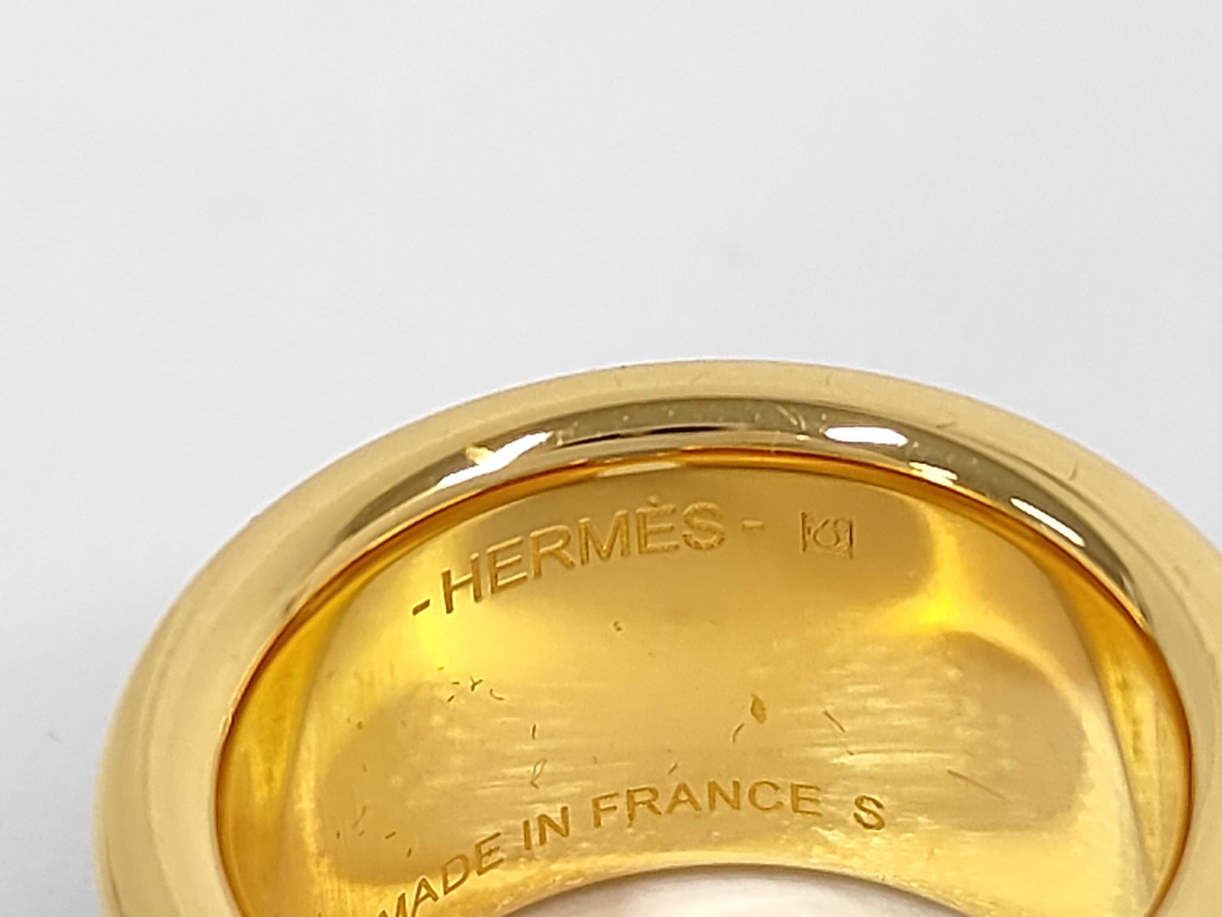 Olympus Ring GM "S size" Black x Gold hardware Hermes Ring — view 6