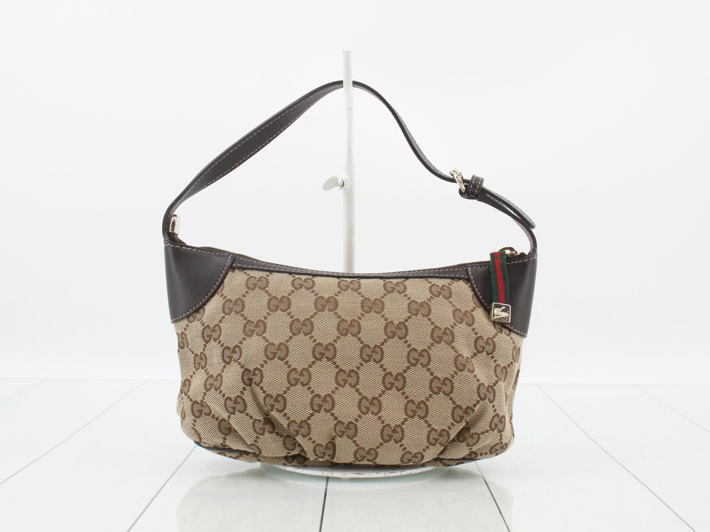 GG Canvas Handbag, Canvas/Leather, Brown — view 2