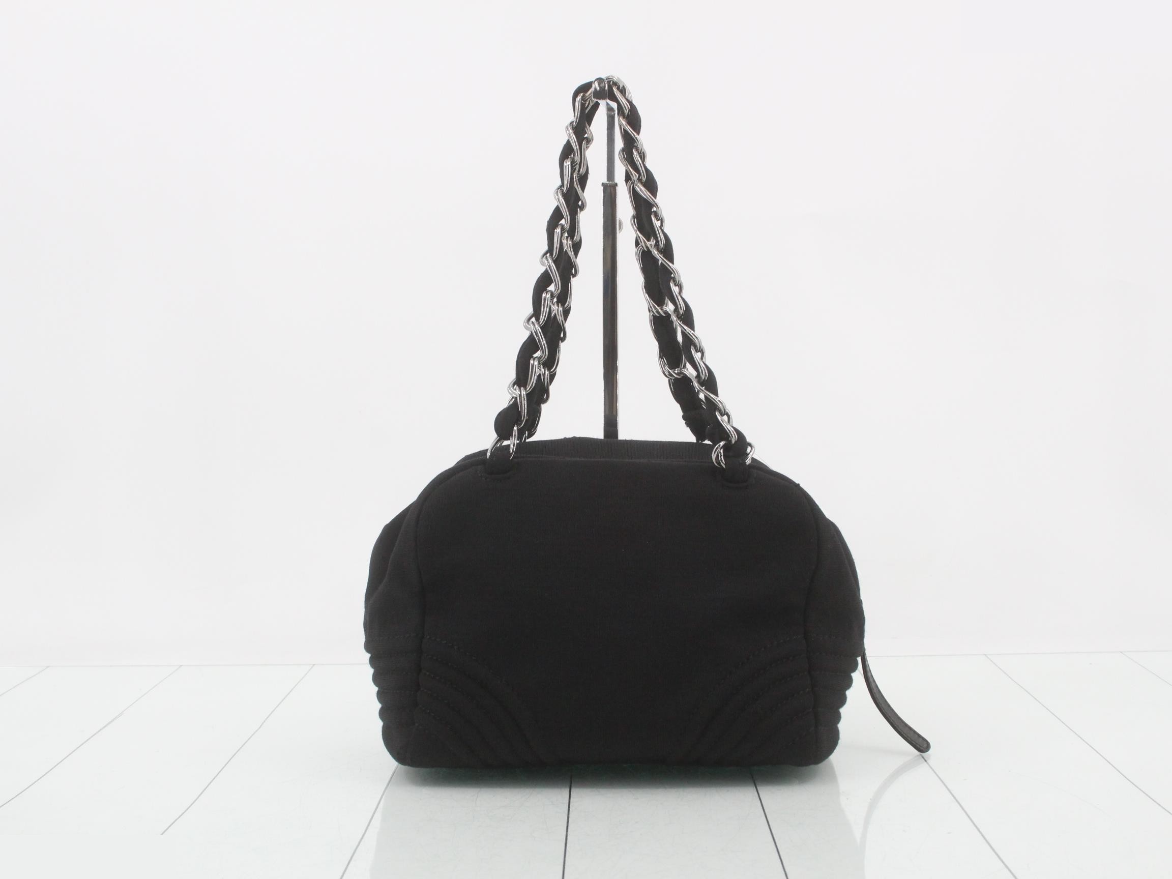 cotton Coco Mark chain shoulder bag, silver hardware, serial number 9. — view 2