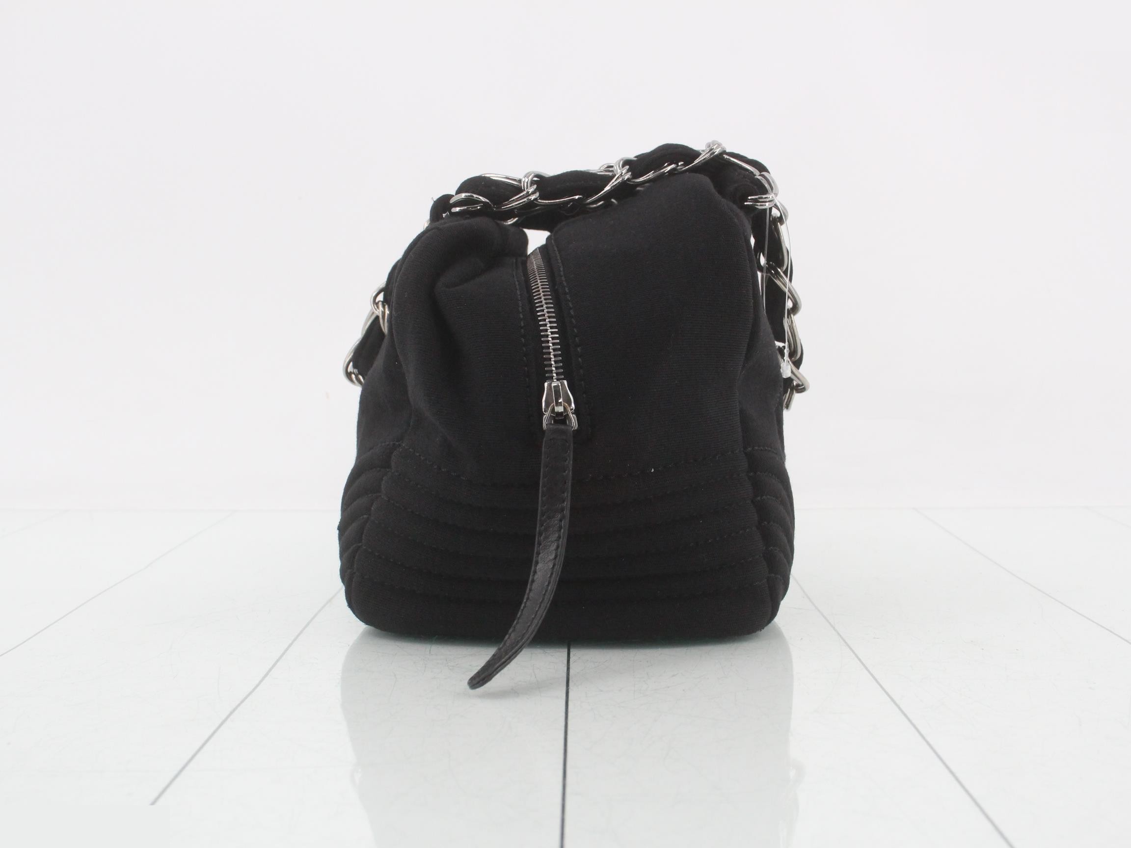 cotton Coco Mark chain shoulder bag, silver hardware, serial number 9. — view 4