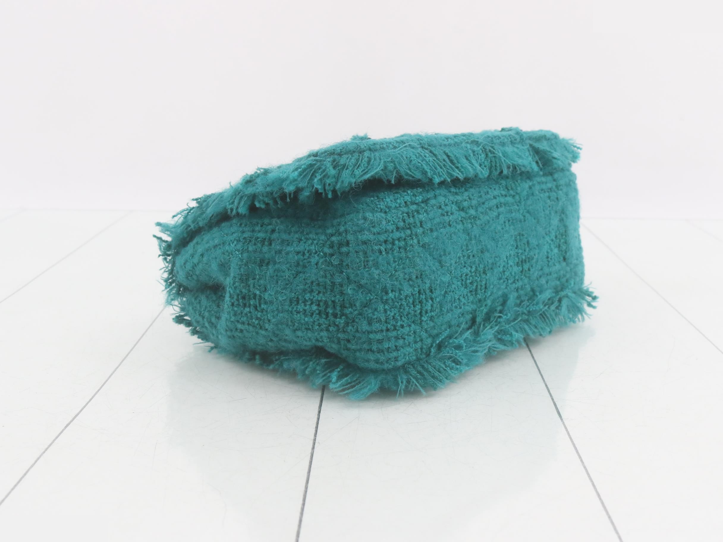 Tweed Logo Chain Shoulder Bag (Green) — view 5