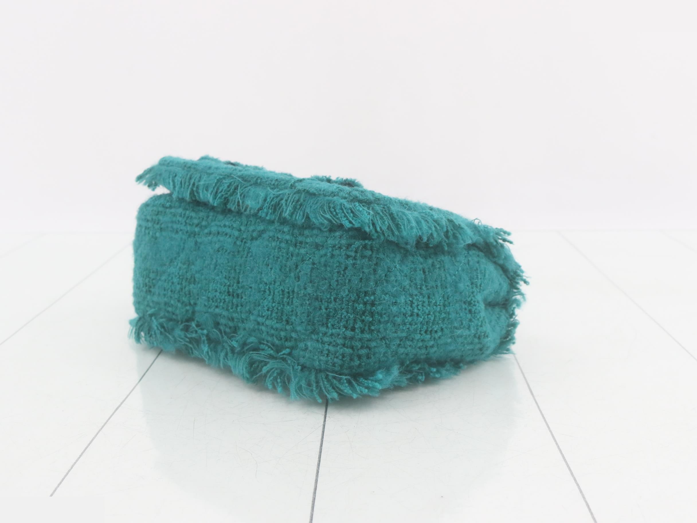 Tweed Logo Chain Shoulder Bag (Green) — view 6
