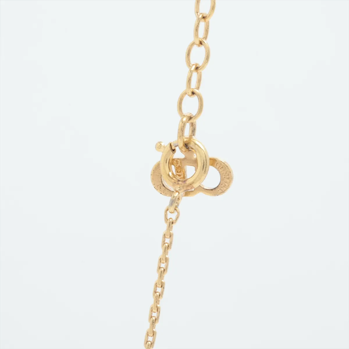 CD logo necklace, gold plated with rhinestones. Shows signs of wear, — view 3
