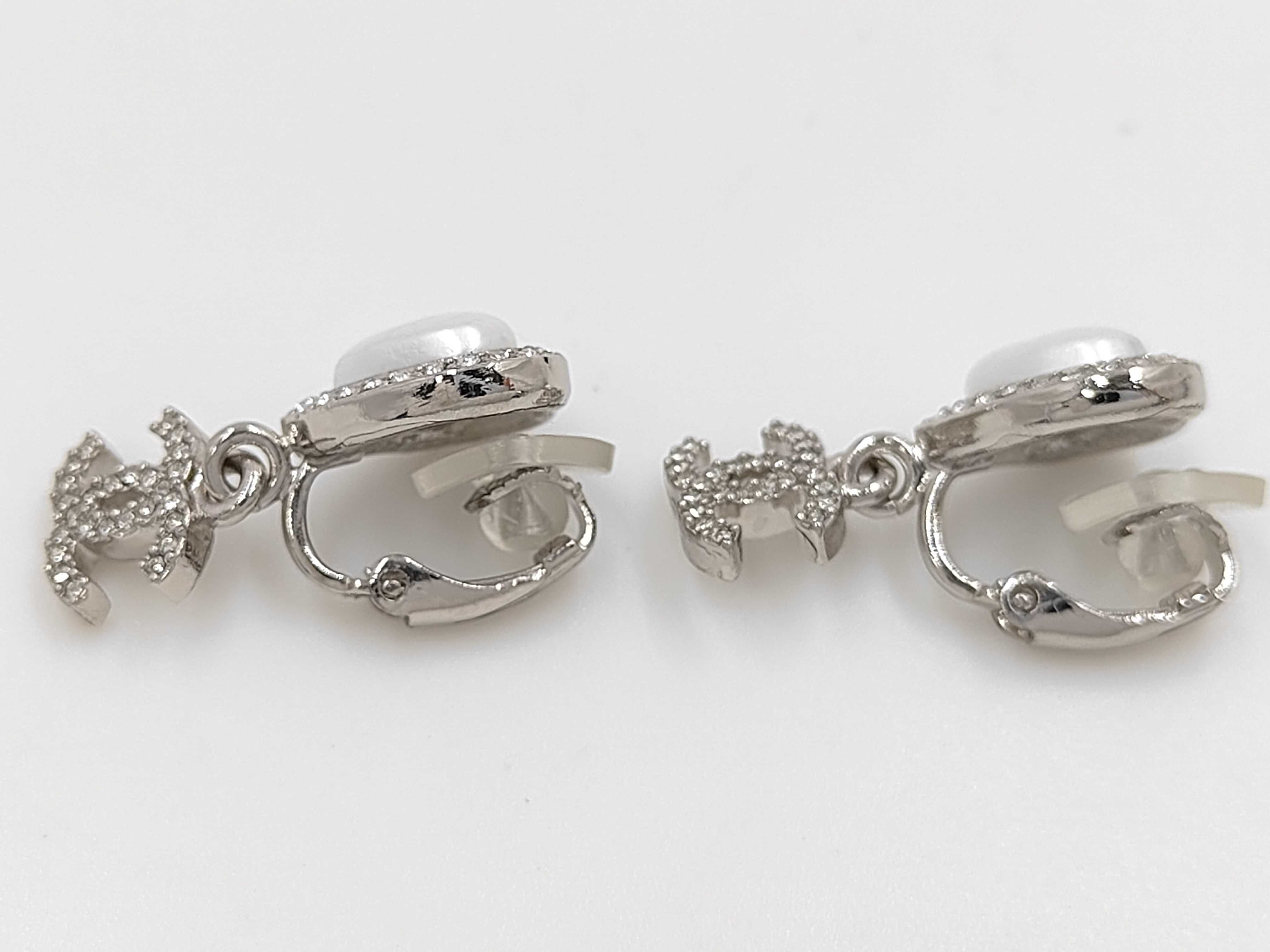 Faux Pearl/Rhinestone Heart Earrings 23B — view 2