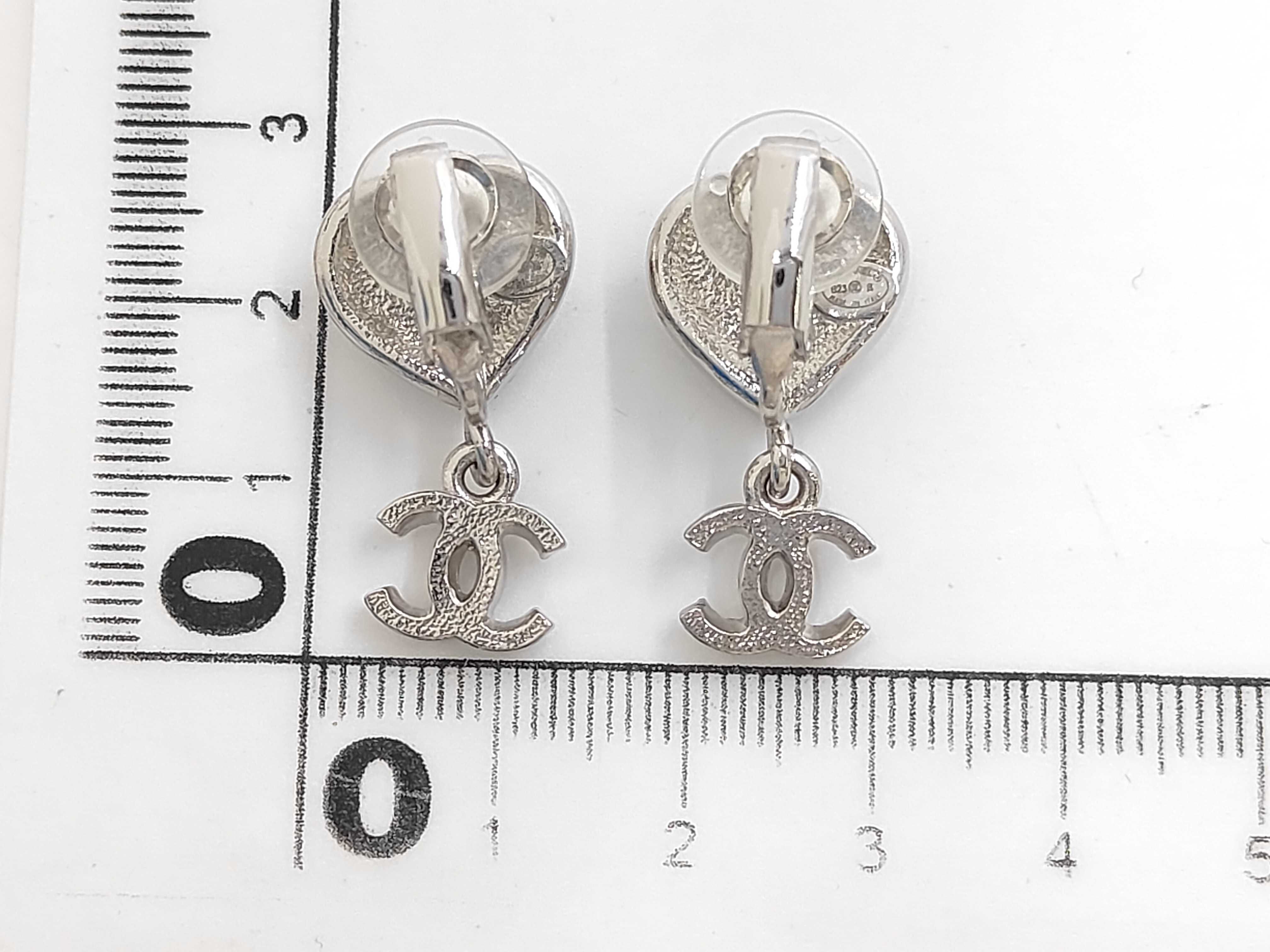 Faux Pearl/Rhinestone Heart Earrings 23B — view 3