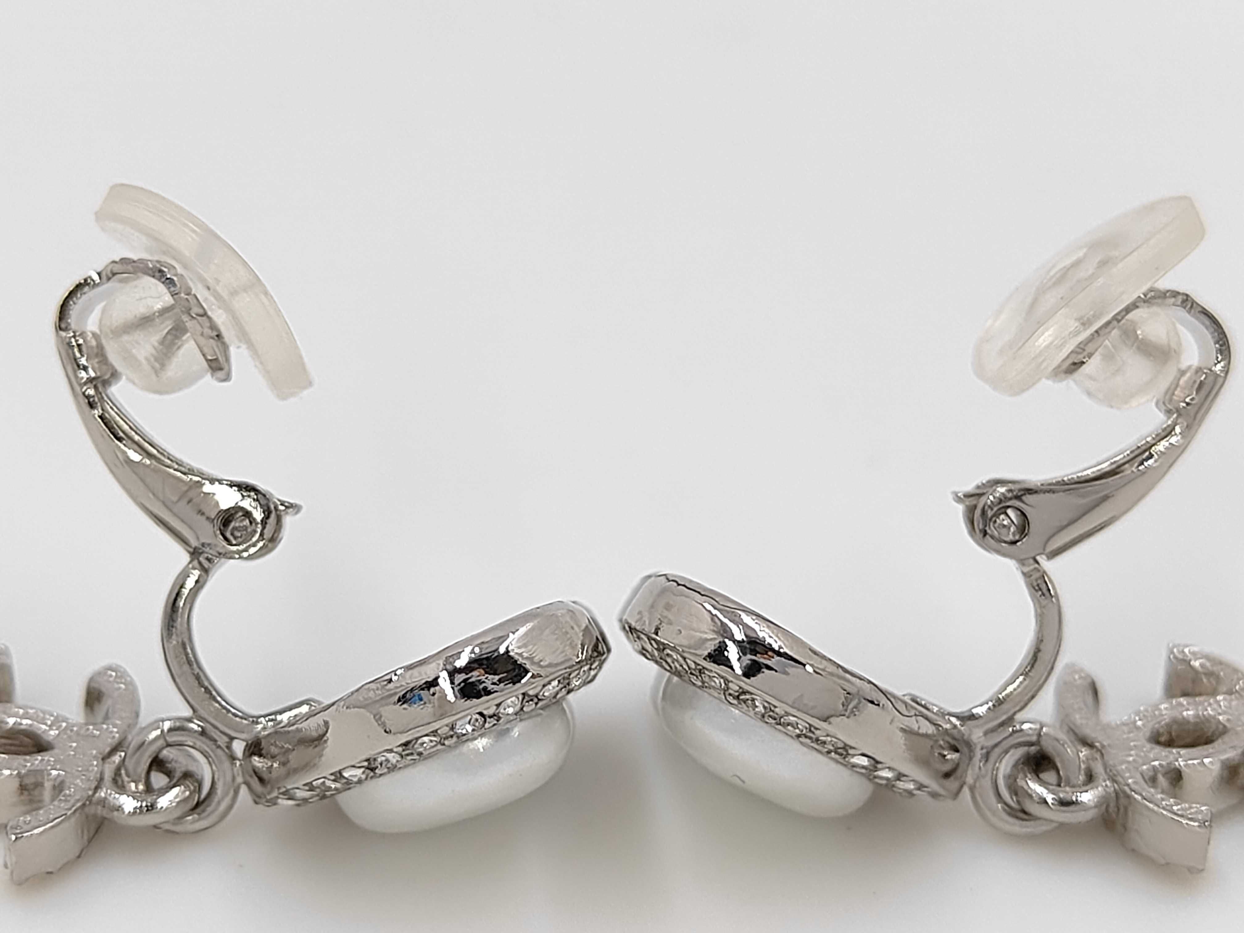 Faux Pearl/Rhinestone Heart Earrings 23B — view 4