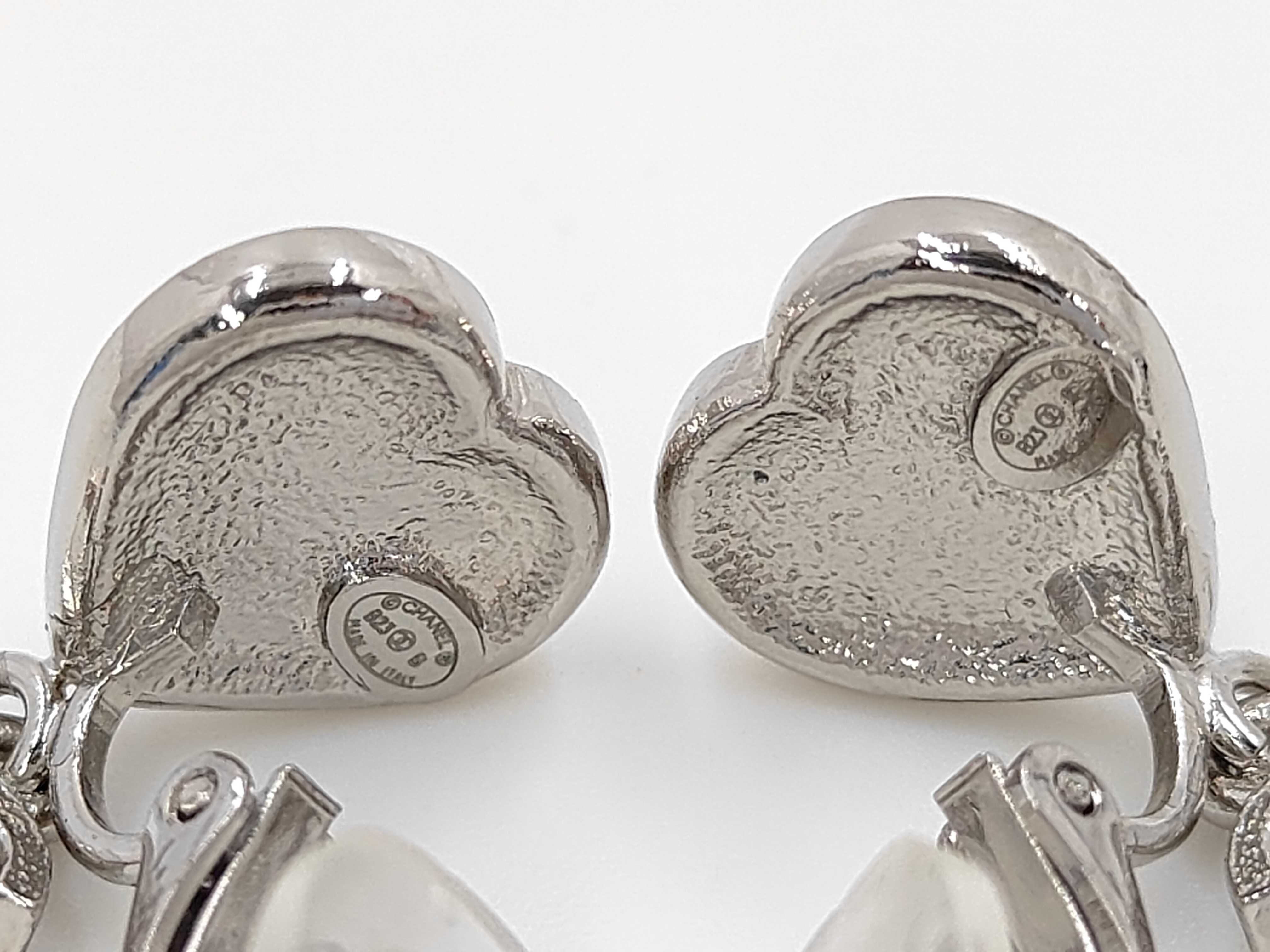 Faux Pearl/Rhinestone Heart Earrings 23B — view 5