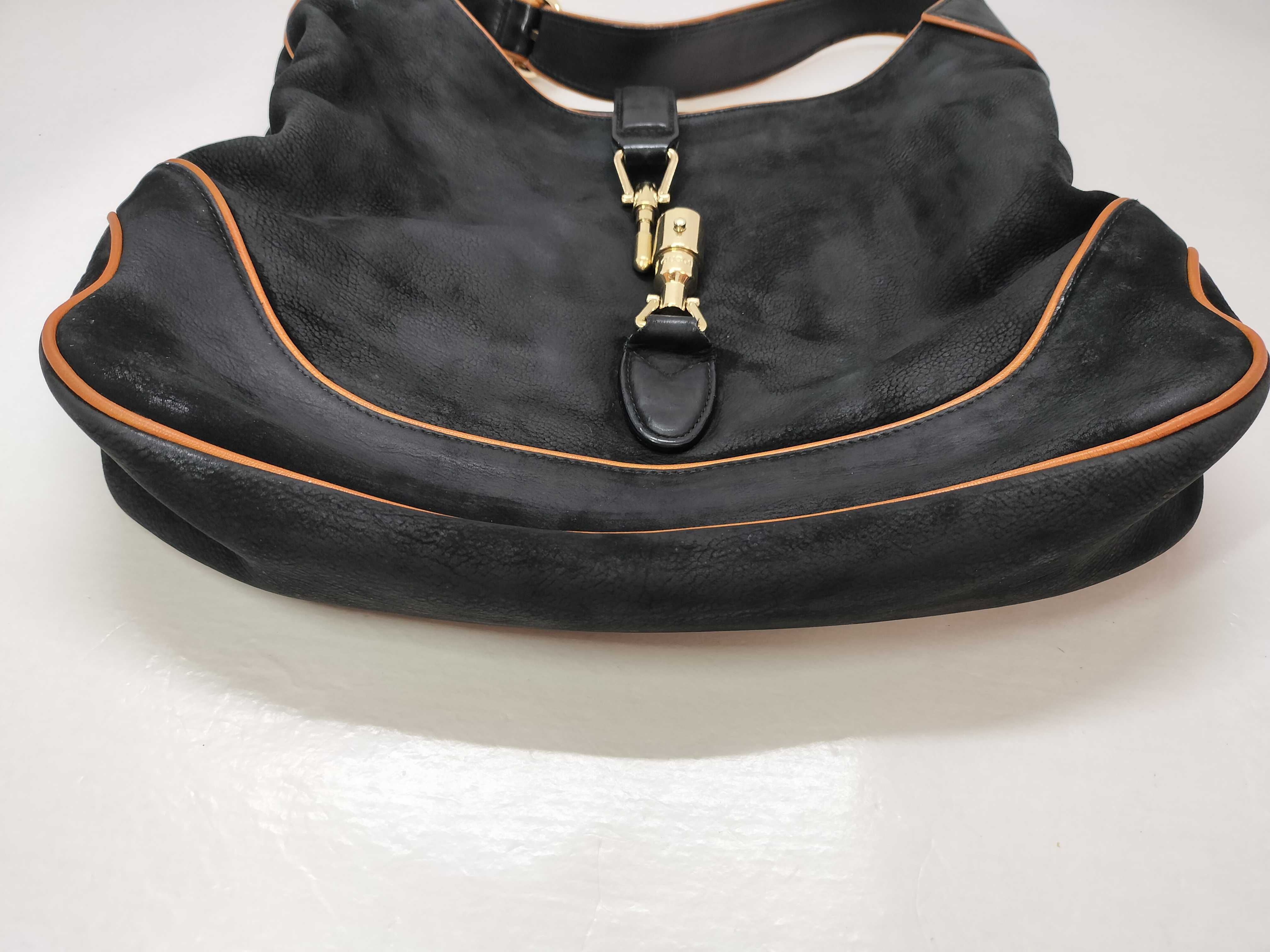 Jackie Shoulder Bag, Leather, Black/Orange, Strap, Dust Bag — view 15