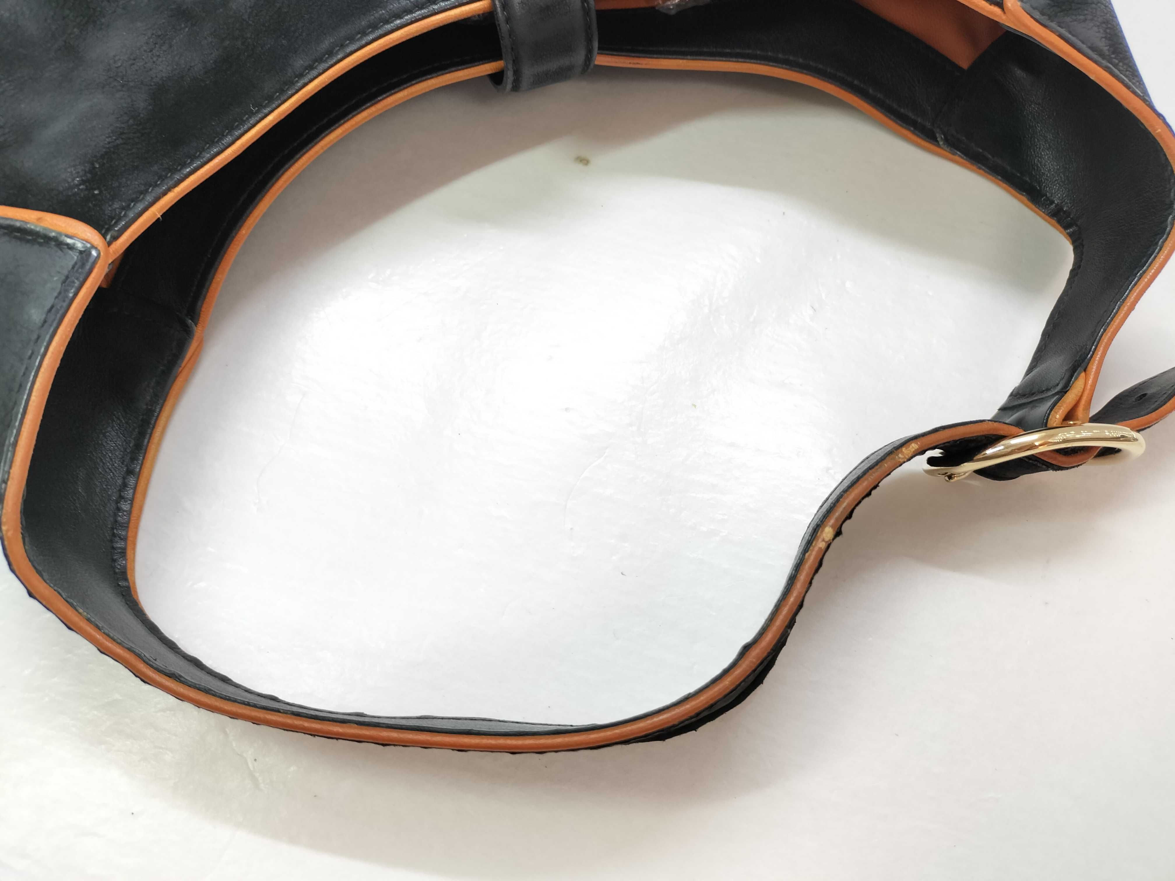 Jackie Shoulder Bag, Leather, Black/Orange, Strap, Dust Bag — view 3
