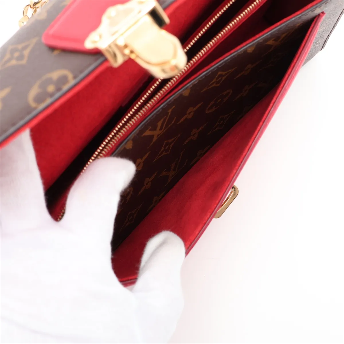 Monogram x Leather Victoire M41731 CA0169 Brown x Red (RFID detected) — view 9
