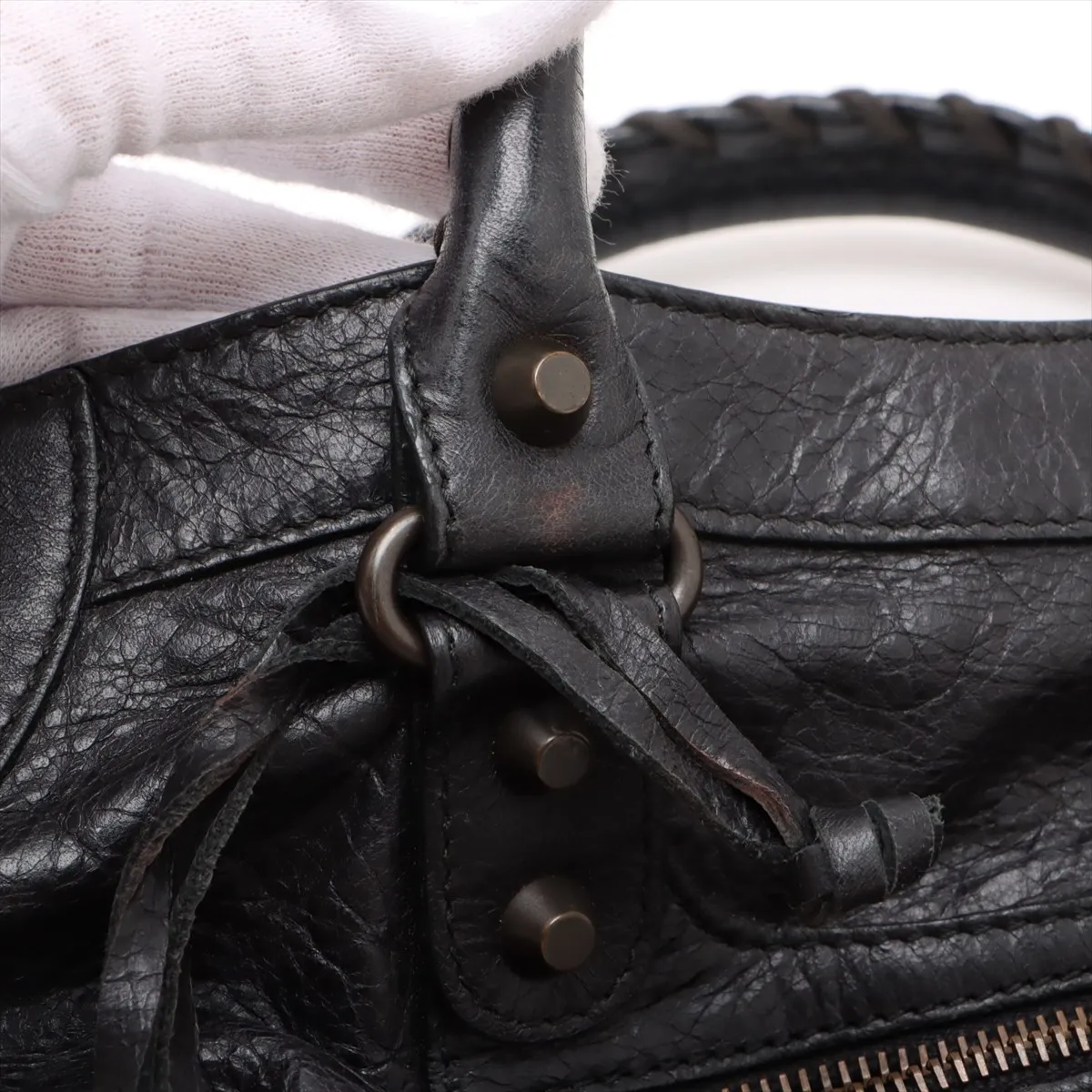 The City Leather 2WAY Handbag Black 115748 with Mirror — view 12