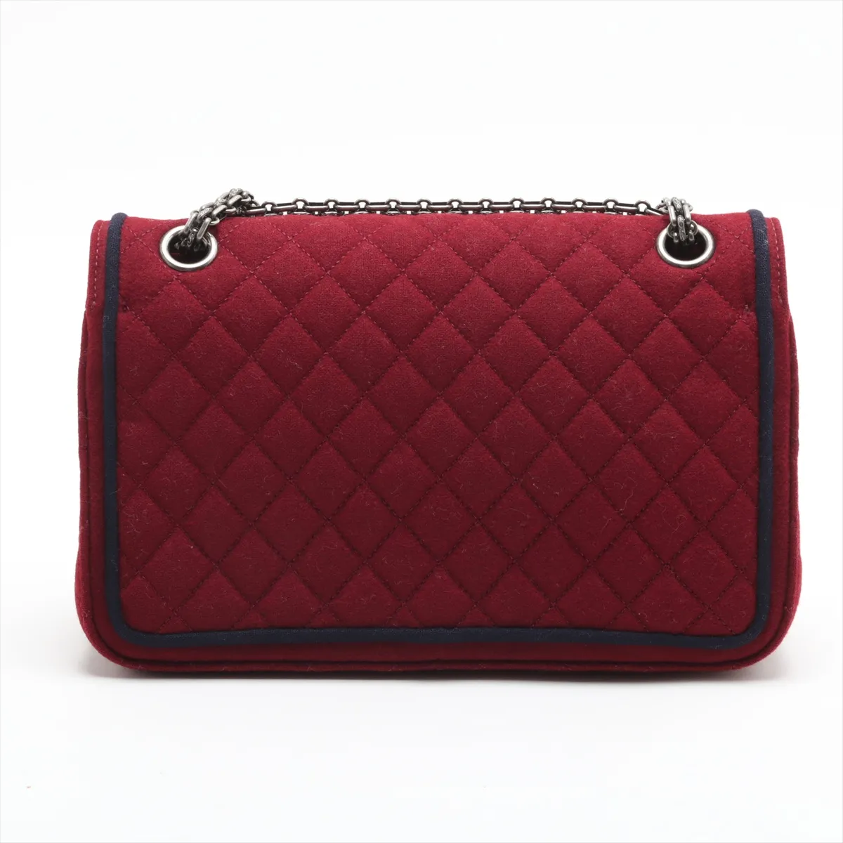 2.55 Wool Double Flap Double Chain Bag Icon Red Gunmetal Metal Fittings 21022991 21st SAMPLE — view 2