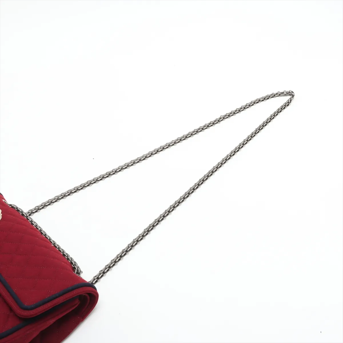2.55 Wool Double Flap Double Chain Bag Icon Red Gunmetal Metal Fittings 21022991 21st SAMPLE — view 5