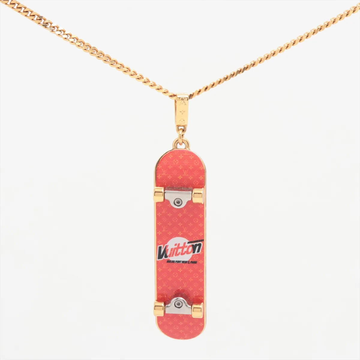 MP3276 Pendant Skateboard DI1221 Necklace GP Gold x Orange — view 2