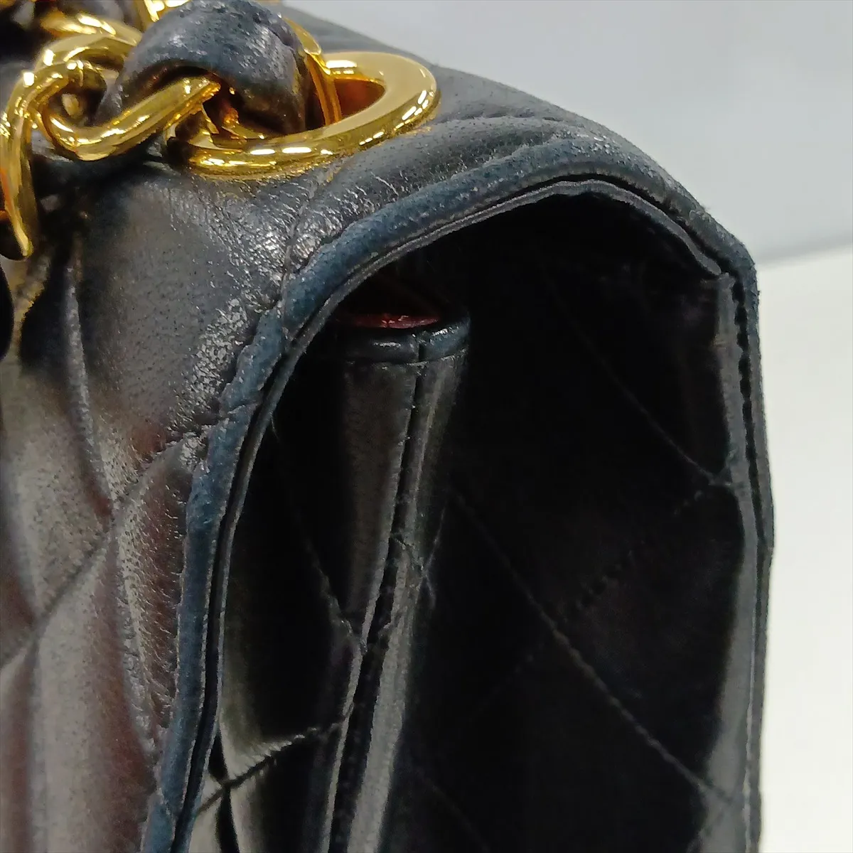 Matelassé Lambskin Single Flap Double Chain Bag, Black with Gold Hardware, 6091698, Series 6 — view 13