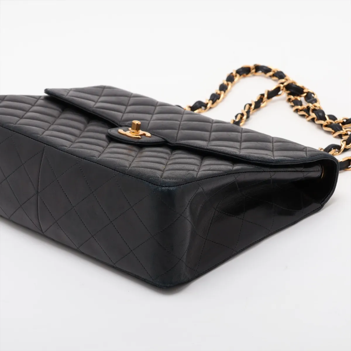 Matelassé Lambskin Single Flap Double Chain Bag, Black with Gold Hardware, 6091698, Series 6 — view 3