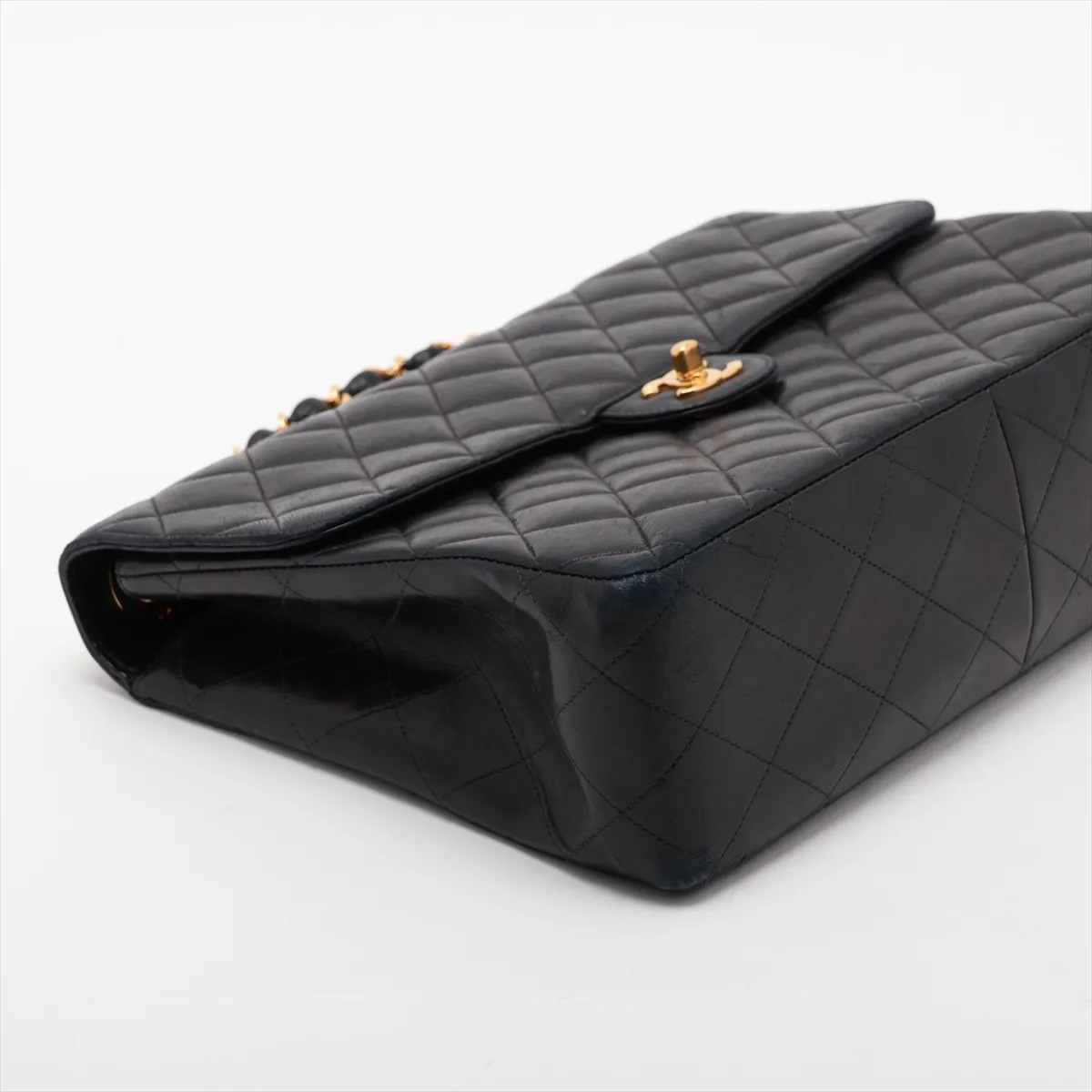 Matelassé Lambskin Single Flap Double Chain Bag, Black with Gold Hardware, 6091698, Series 6 — view 4