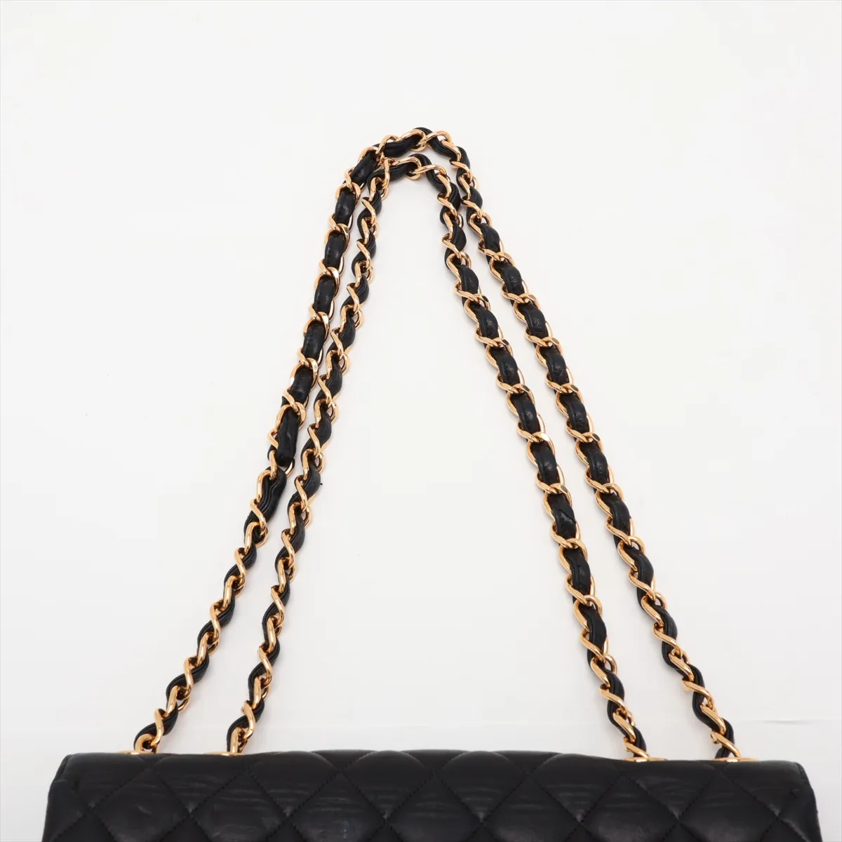 Matelassé Lambskin Single Flap Double Chain Bag, Black with Gold Hardware, 6091698, Series 6 — view 6