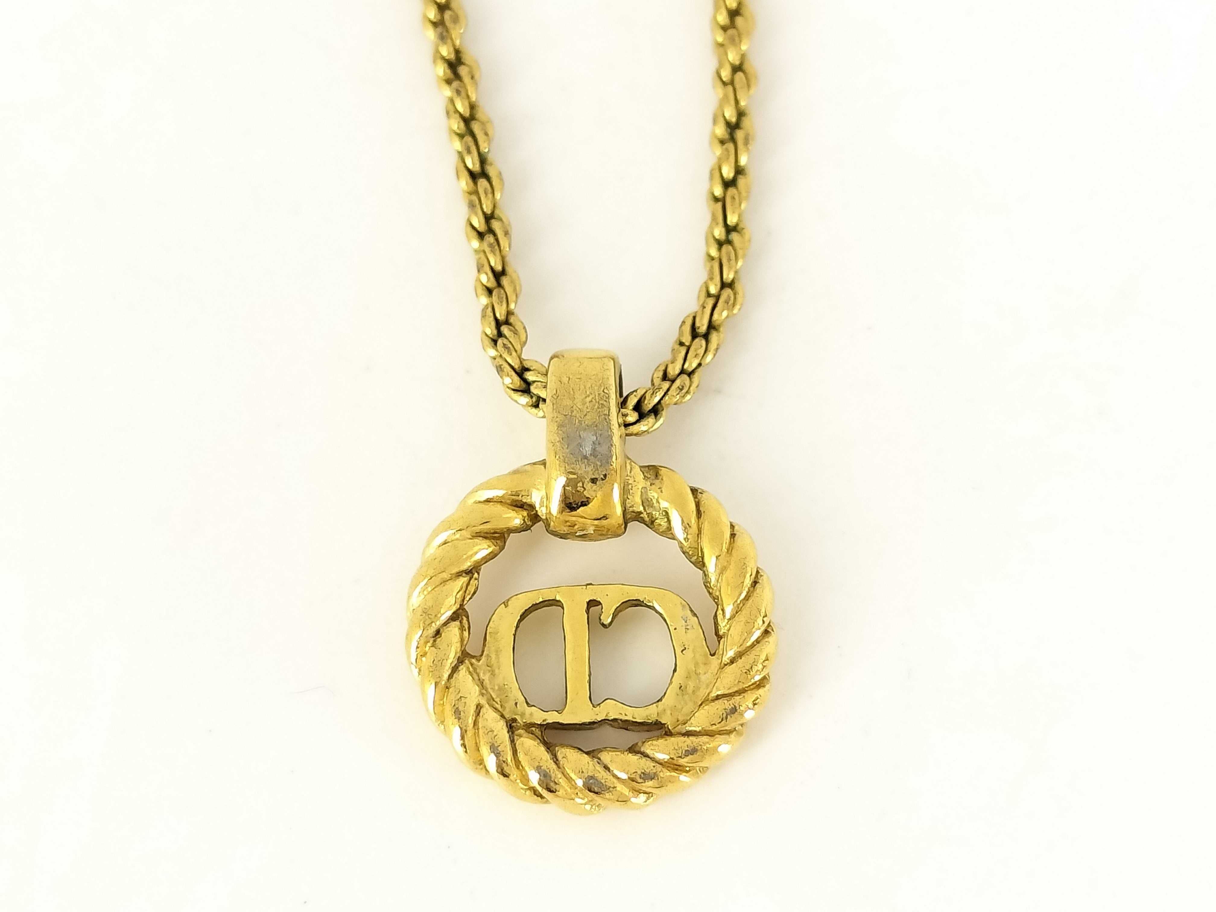 CD Logo Twist Circle Gold Necklace — view 2