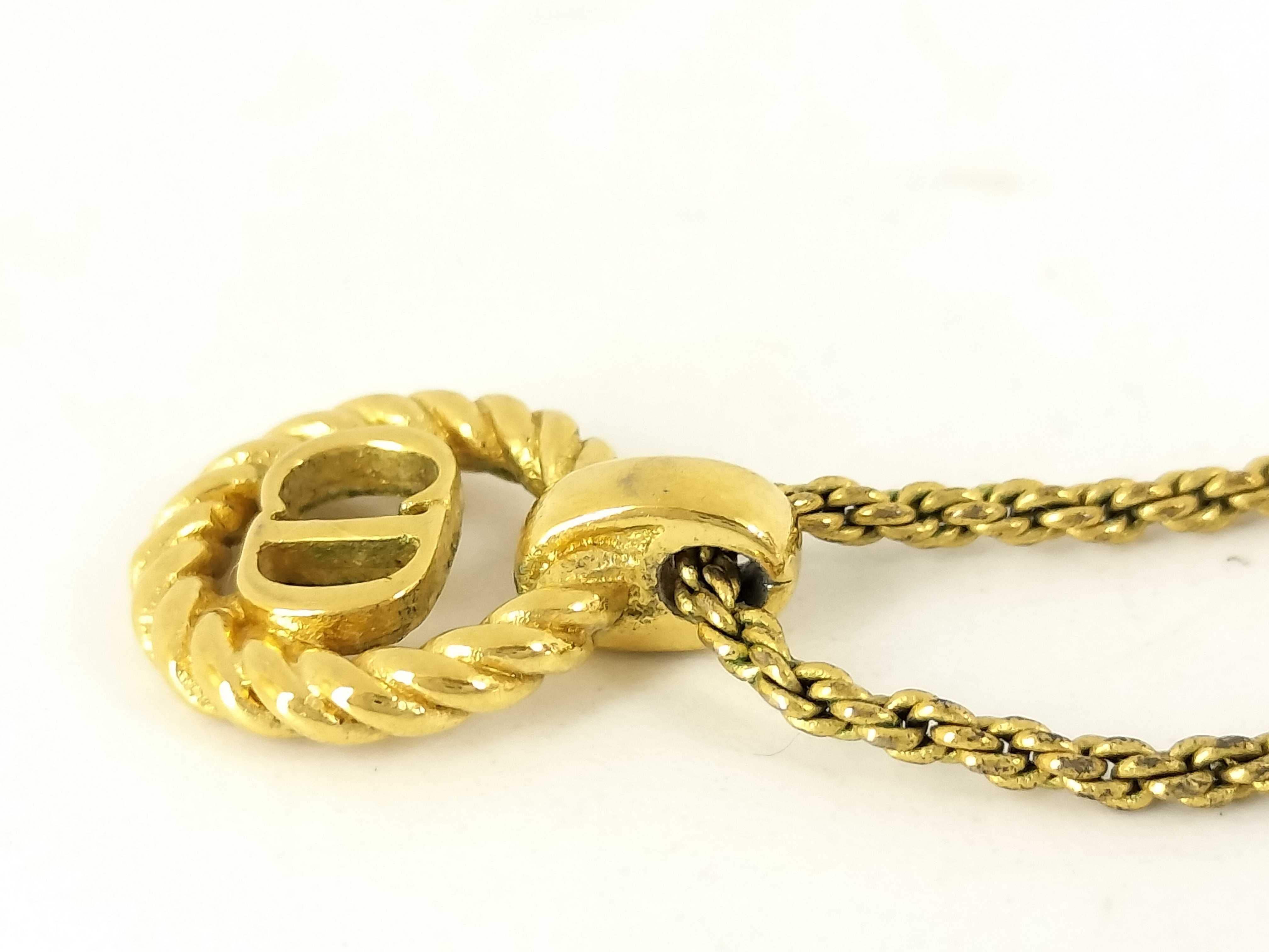 CD Logo Twist Circle Gold Necklace — view 3