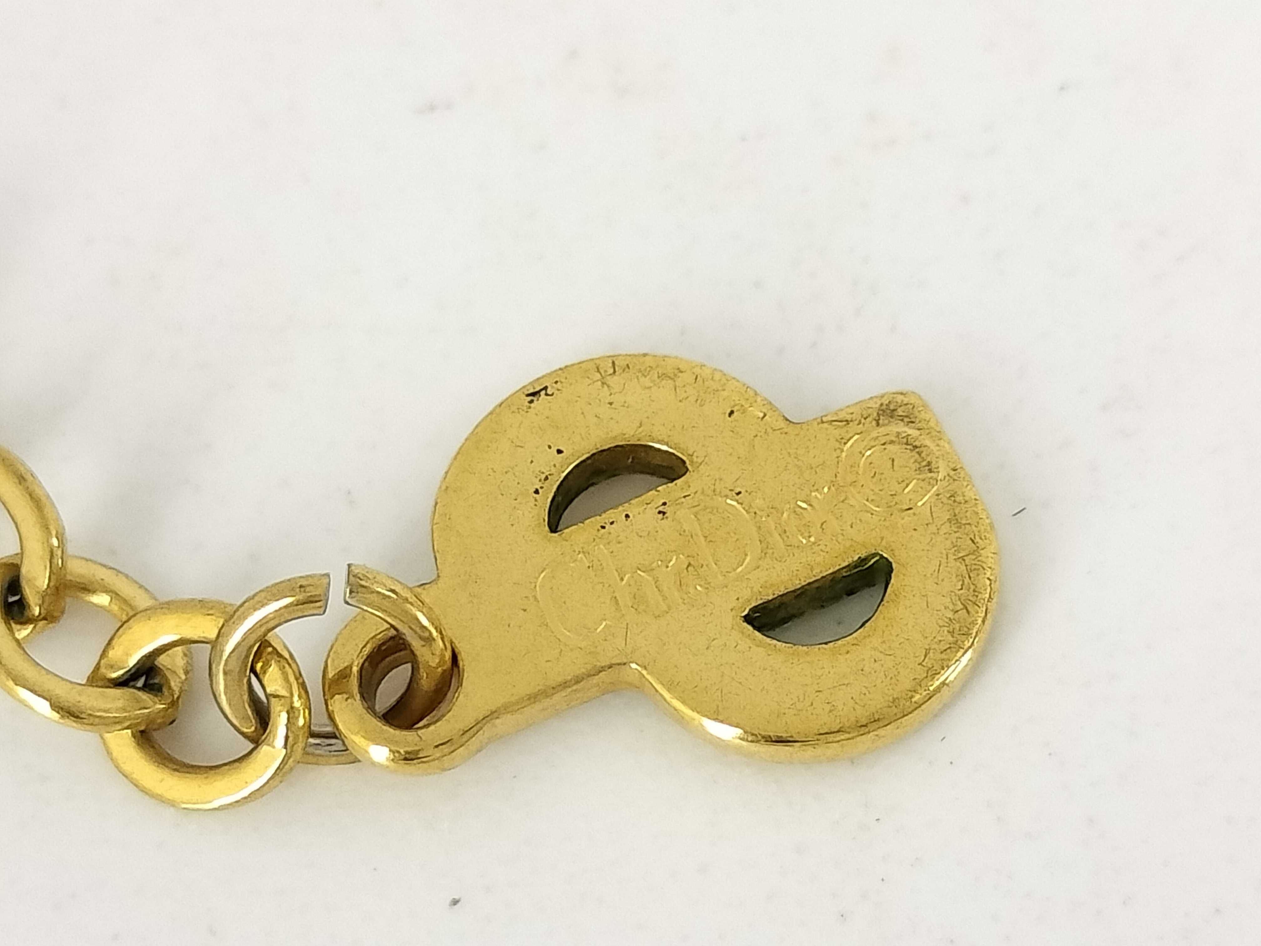 CD Logo Twist Circle Gold Necklace — view 5