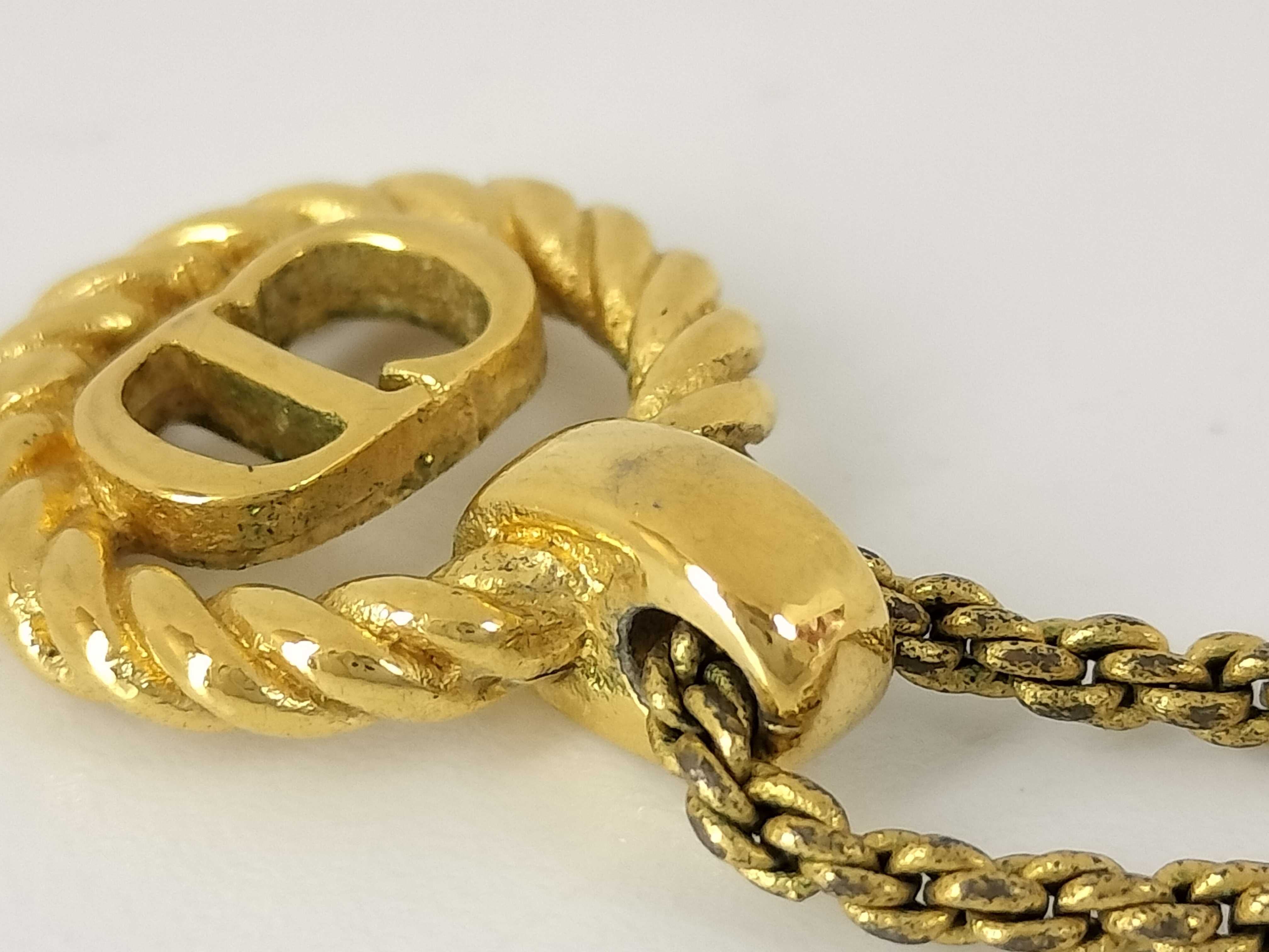 CD Logo Twist Circle Gold Necklace — view 8