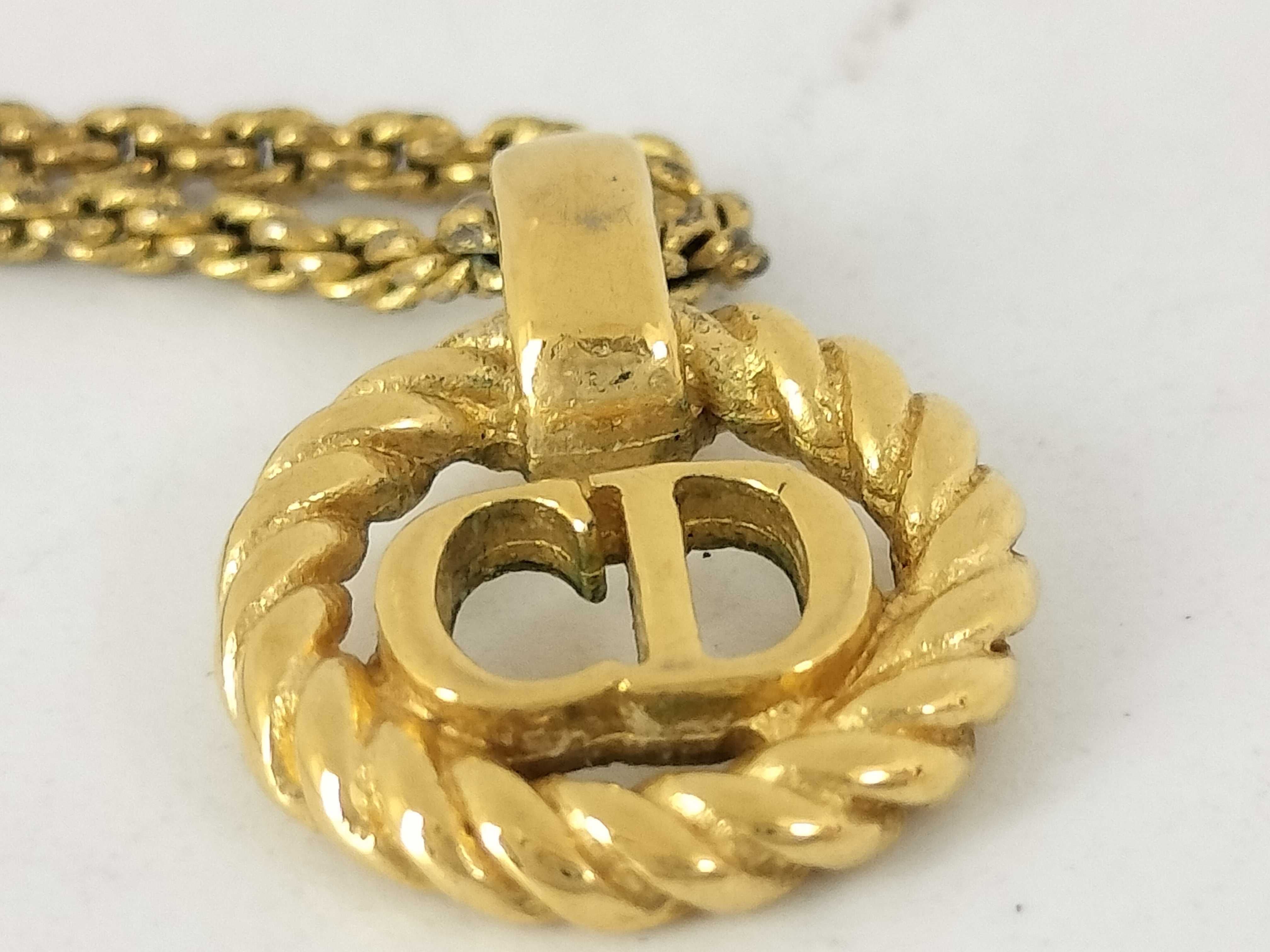 CD Logo Twist Circle Gold Necklace — view 10