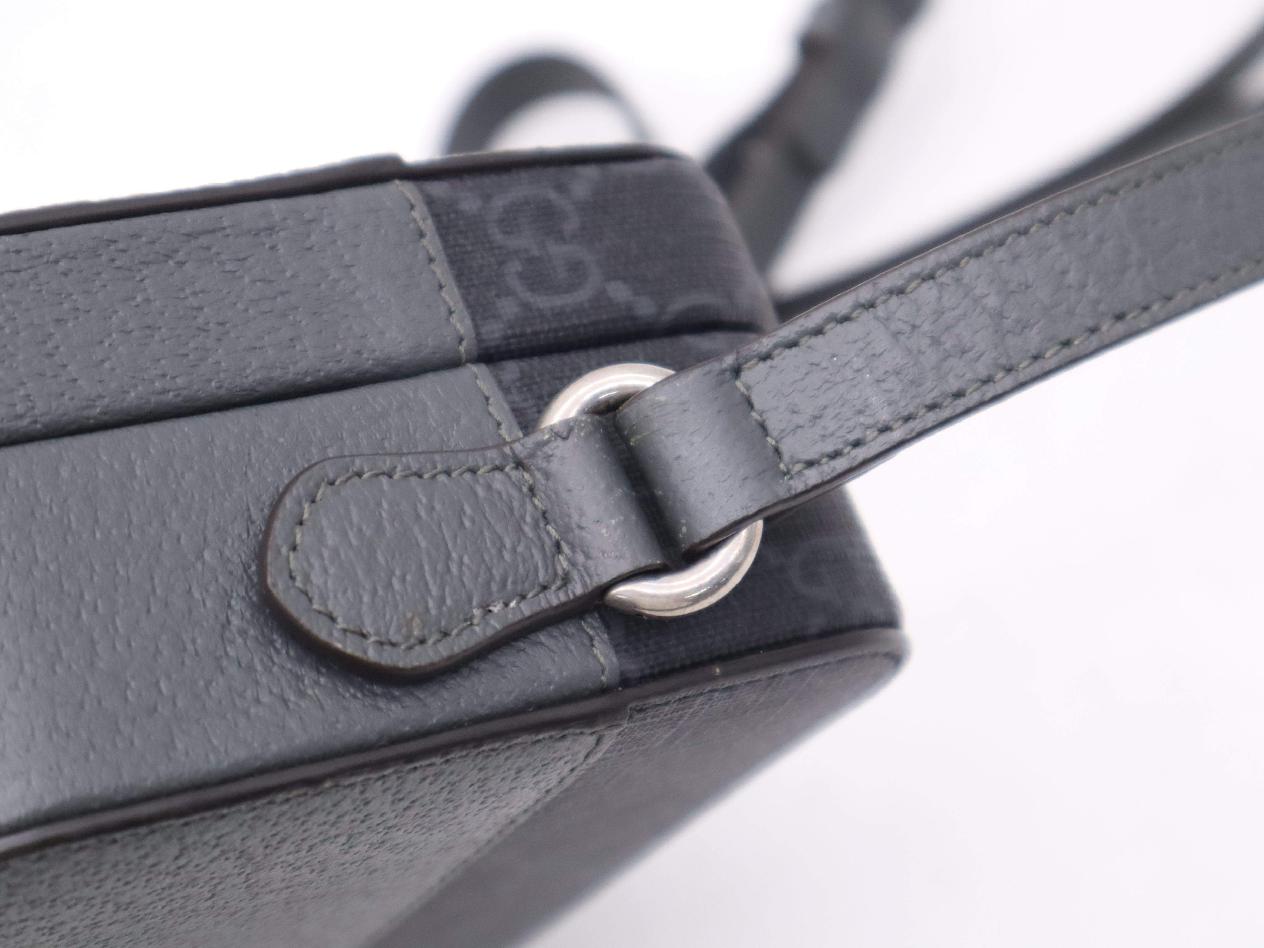 725341 PVC x Leather GG Supreme Cutout Interlocking G Shoulder Bag, Gray, Silver Hardware, with Dust Bag and Box. — view 8