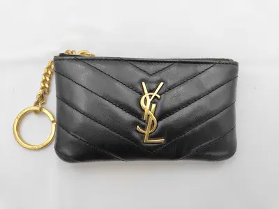 Black Calfskin Coin Case