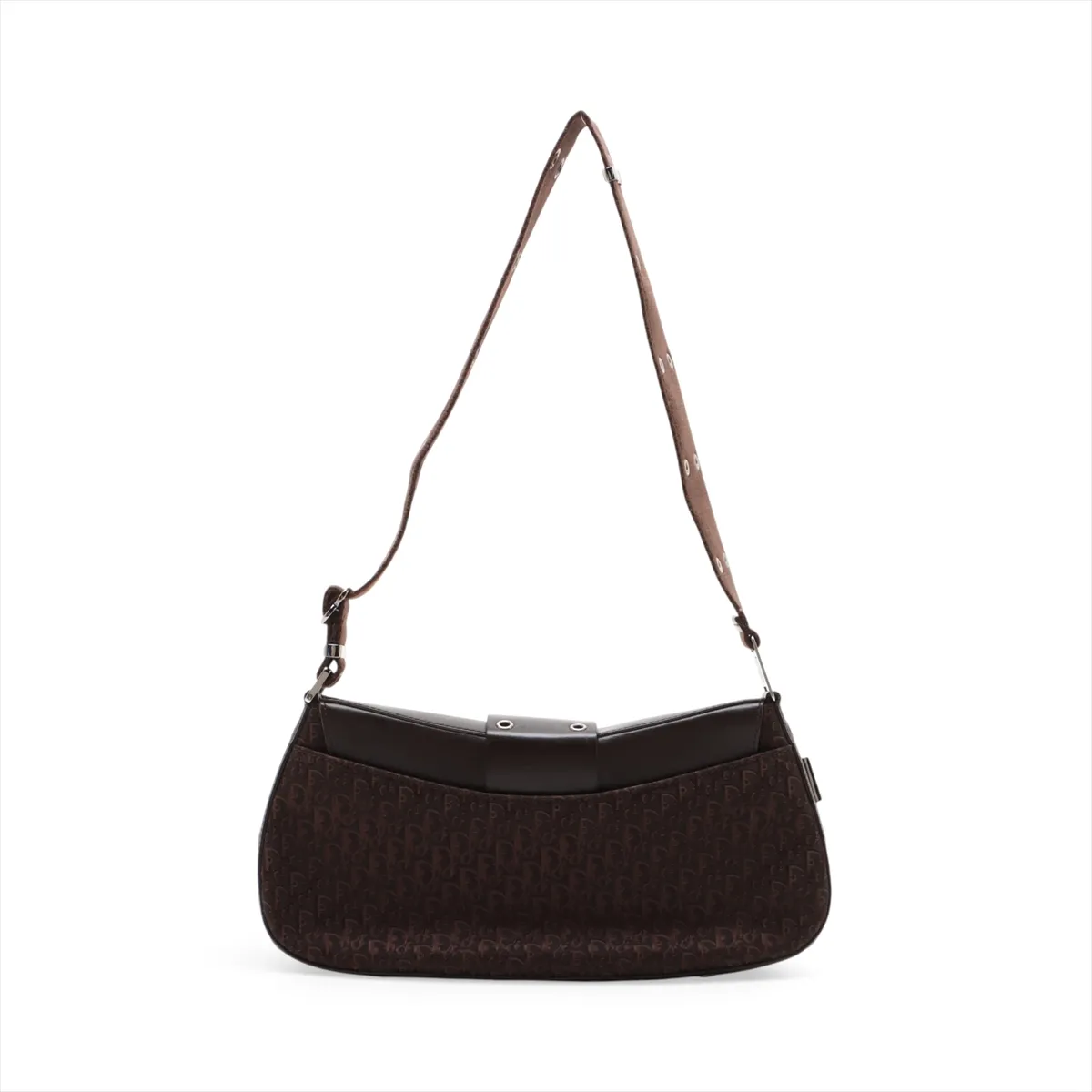 Trotter Street Chic Canvas x Leather Shoulder Bag, Brown, Unsigned Guarantee Card — view 2