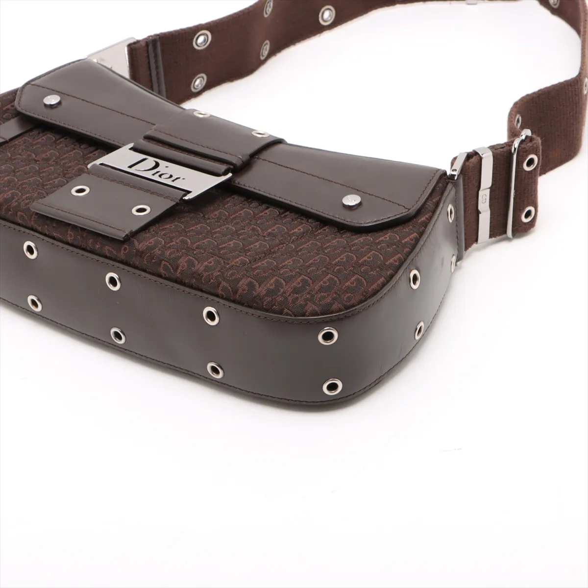 Trotter Street Chic Canvas x Leather Shoulder Bag, Brown, Unsigned Guarantee Card — view 3