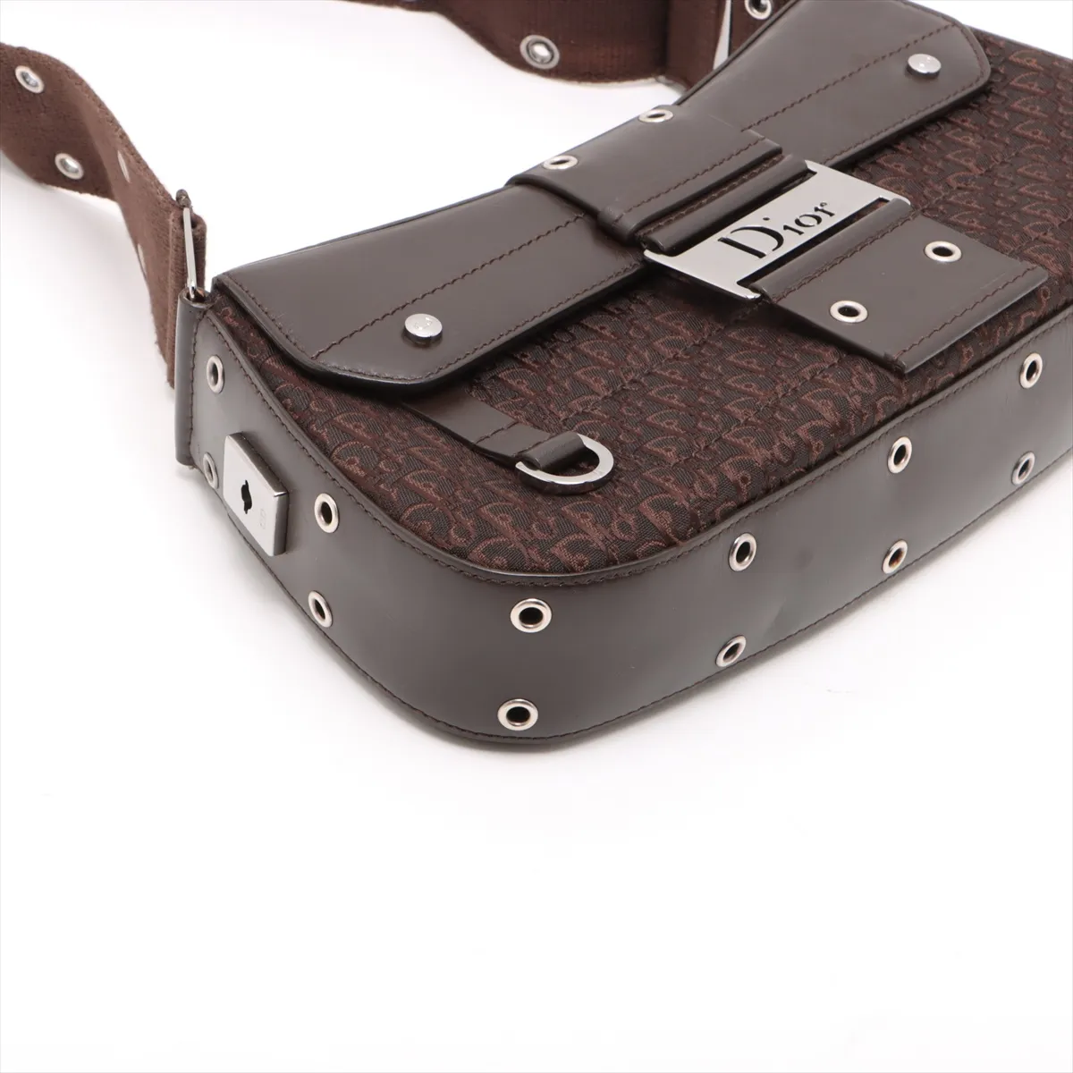 Trotter Street Chic Canvas x Leather Shoulder Bag, Brown, Unsigned Guarantee Card — view 4