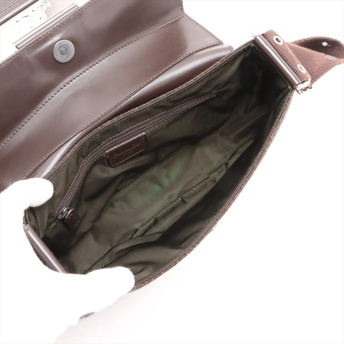 Trotter Street Chic Canvas x Leather Shoulder Bag, Brown, Unsigned Guarantee Card — view 7