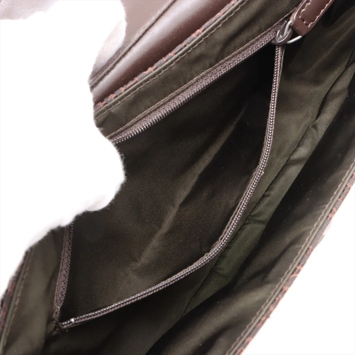 Trotter Street Chic Canvas x Leather Shoulder Bag, Brown, Unsigned Guarantee Card — view 8