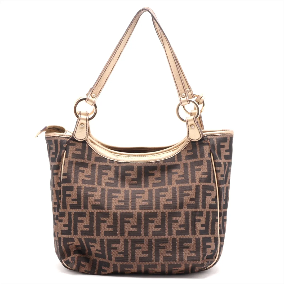 Zucca Canvas x Leather Handbag, Brown, 8BH156 — view 2