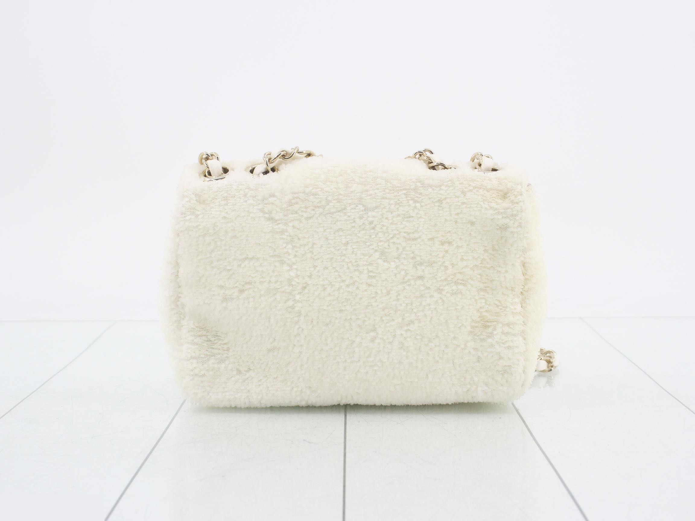 Sequined turn-lock chain shoulder bag, ivory — view 2