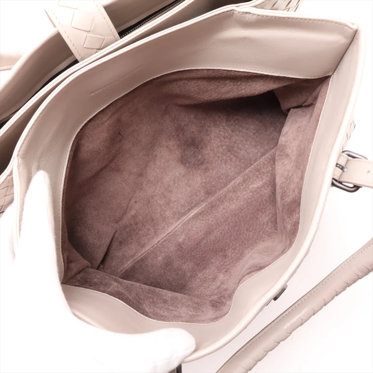 Intrecciato Roma Leather Tote Bag, Beige — view 7